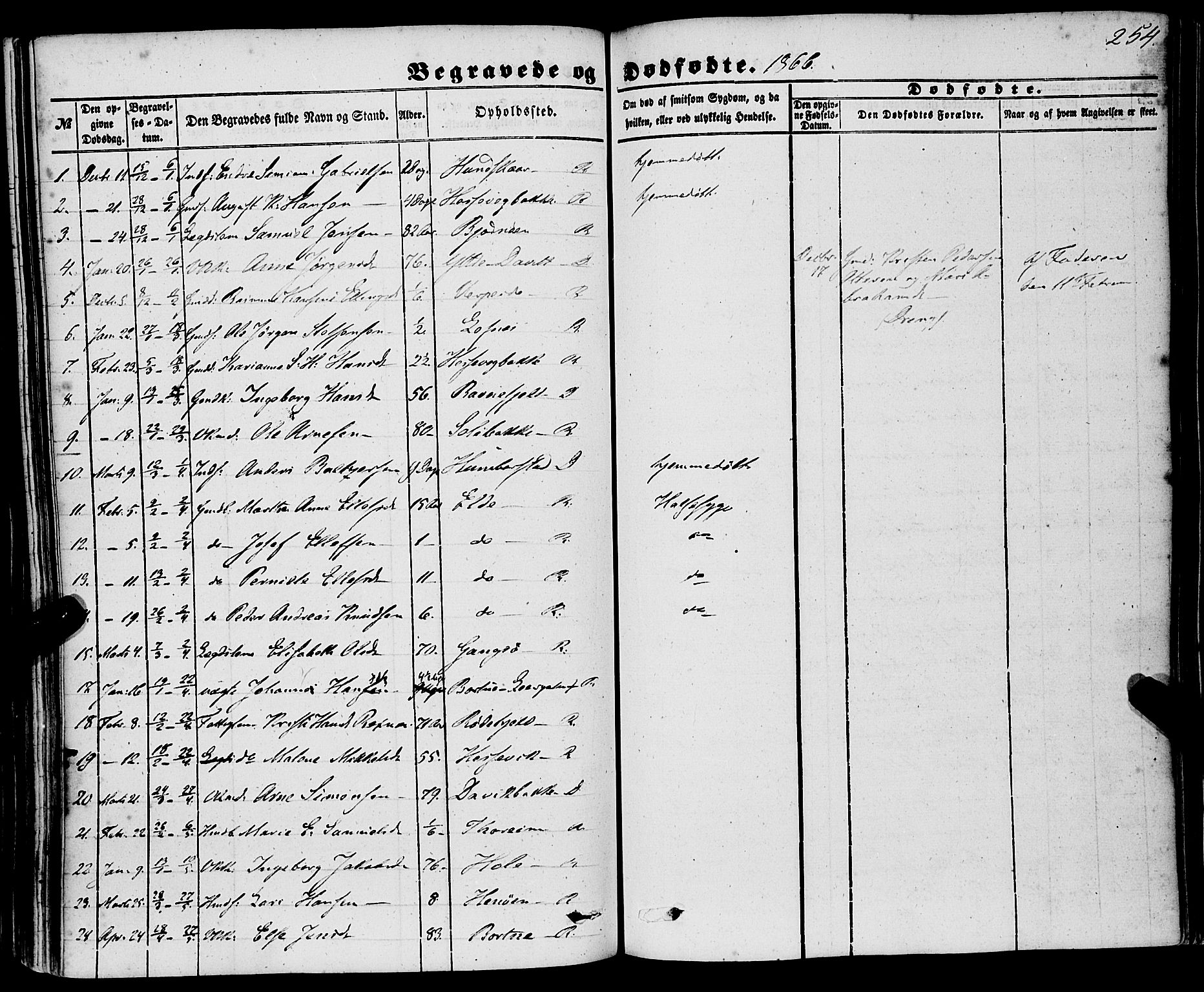 Davik sokneprestembete, AV/SAB-A-79701/H/Haa/Haaa/L0005: Parish register (official) no. A 5, 1850-1866, p. 254