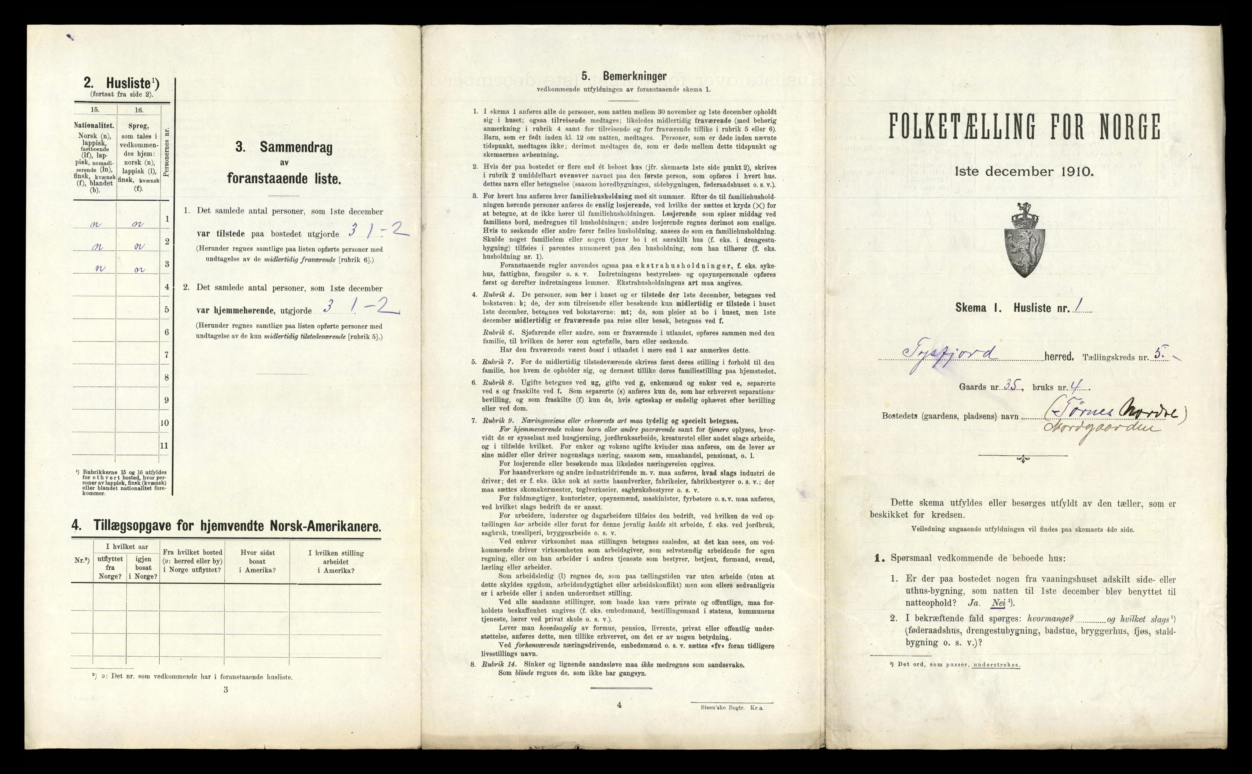 RA, 1910 census for Tysfjord, 1910, p. 669