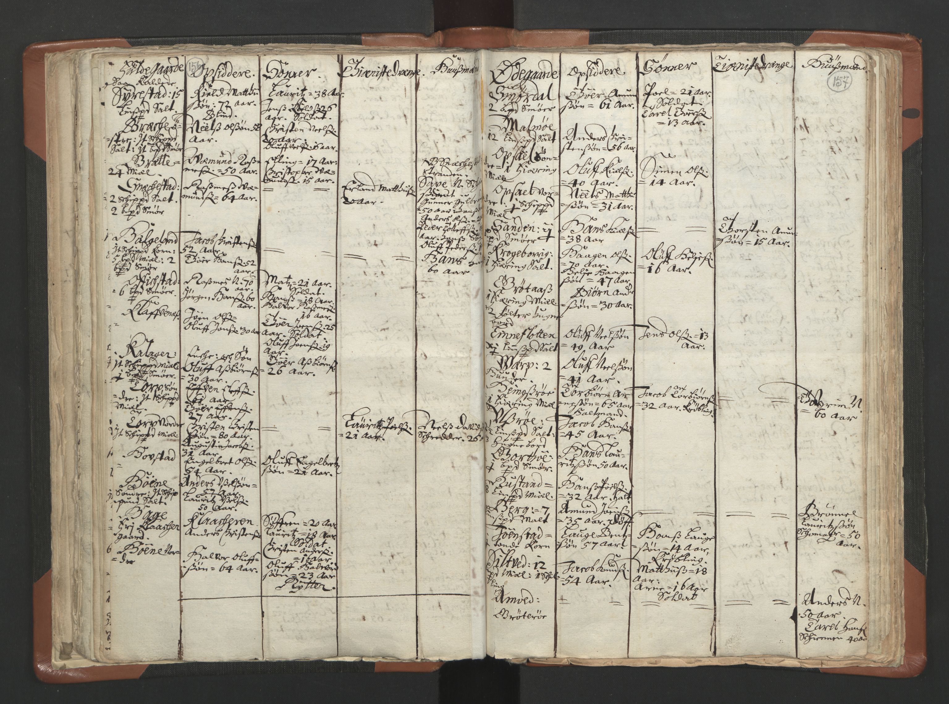 RA, Vicar's Census 1664-1666, no. 10: Tønsberg deanery, 1664-1666, p. 156-157