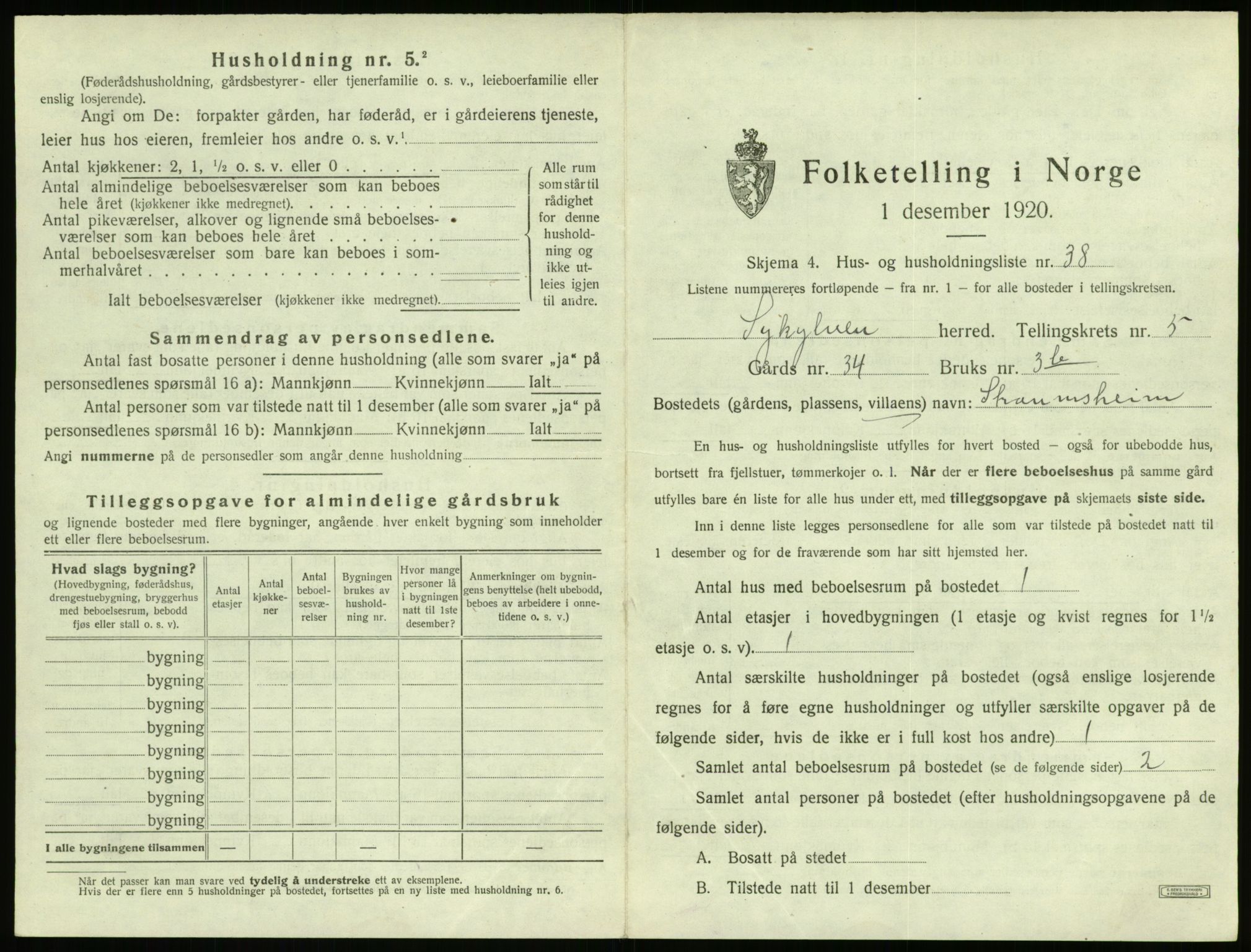 SAT, 1920 census for Sykkylven, 1920, p. 493