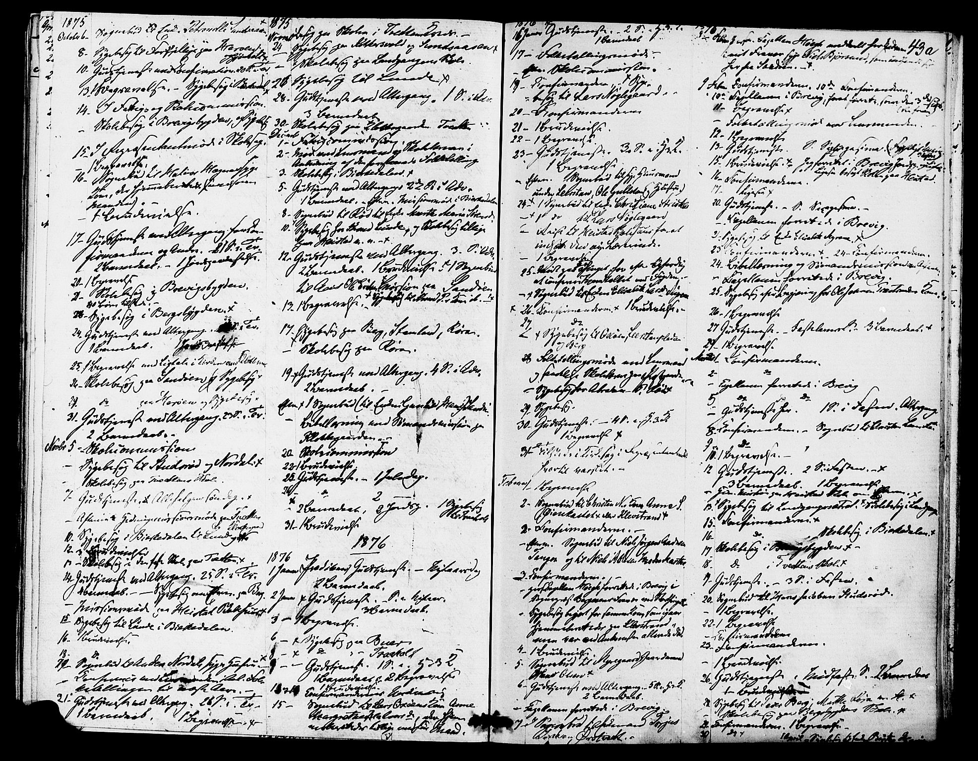 Eidanger kirkebøker, AV/SAKO-A-261/F/Fa/L0011: Parish register (official) no. 11, 1875-1878, p. 43