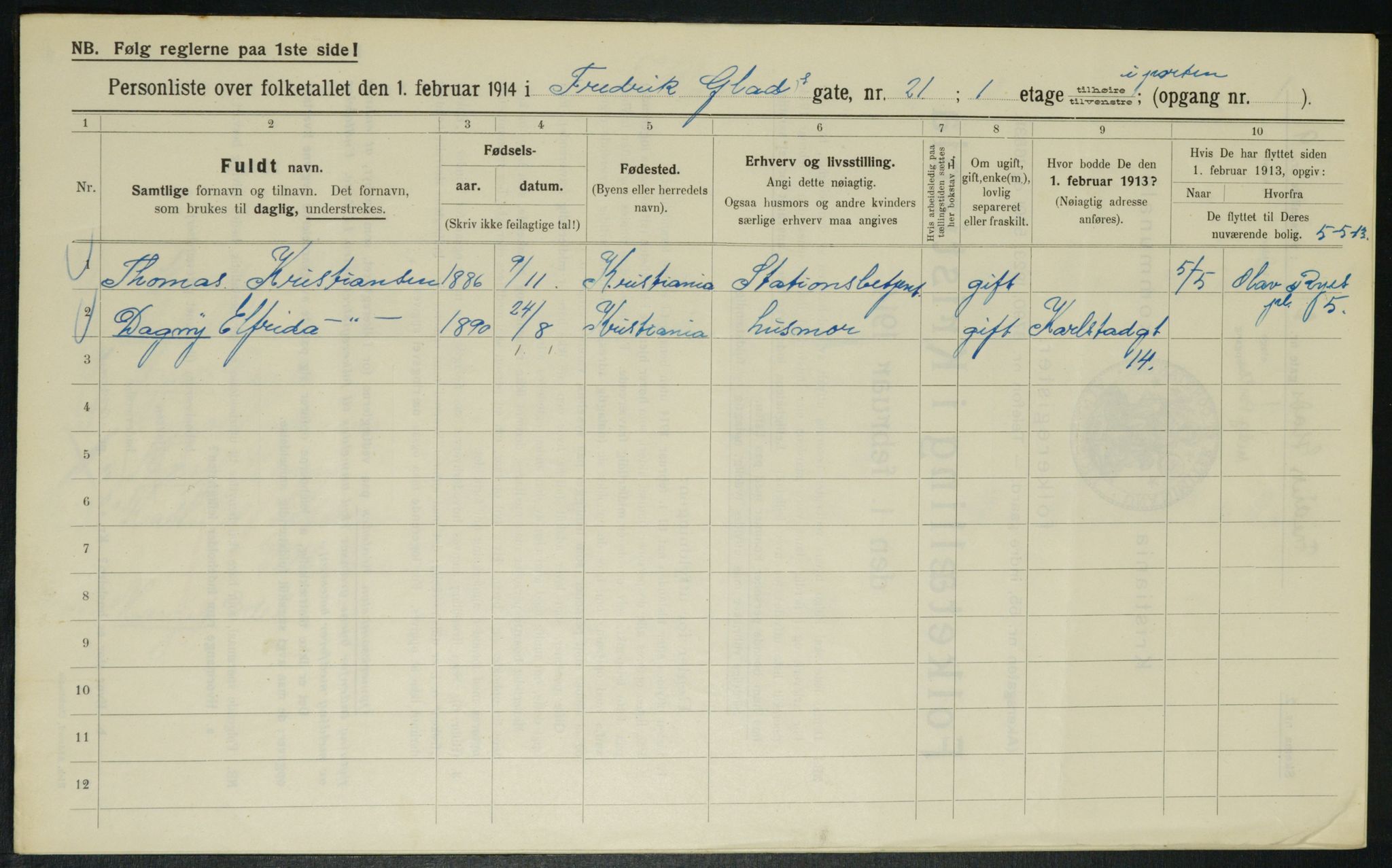 OBA, Municipal Census 1914 for Kristiania, 1914, p. 26773