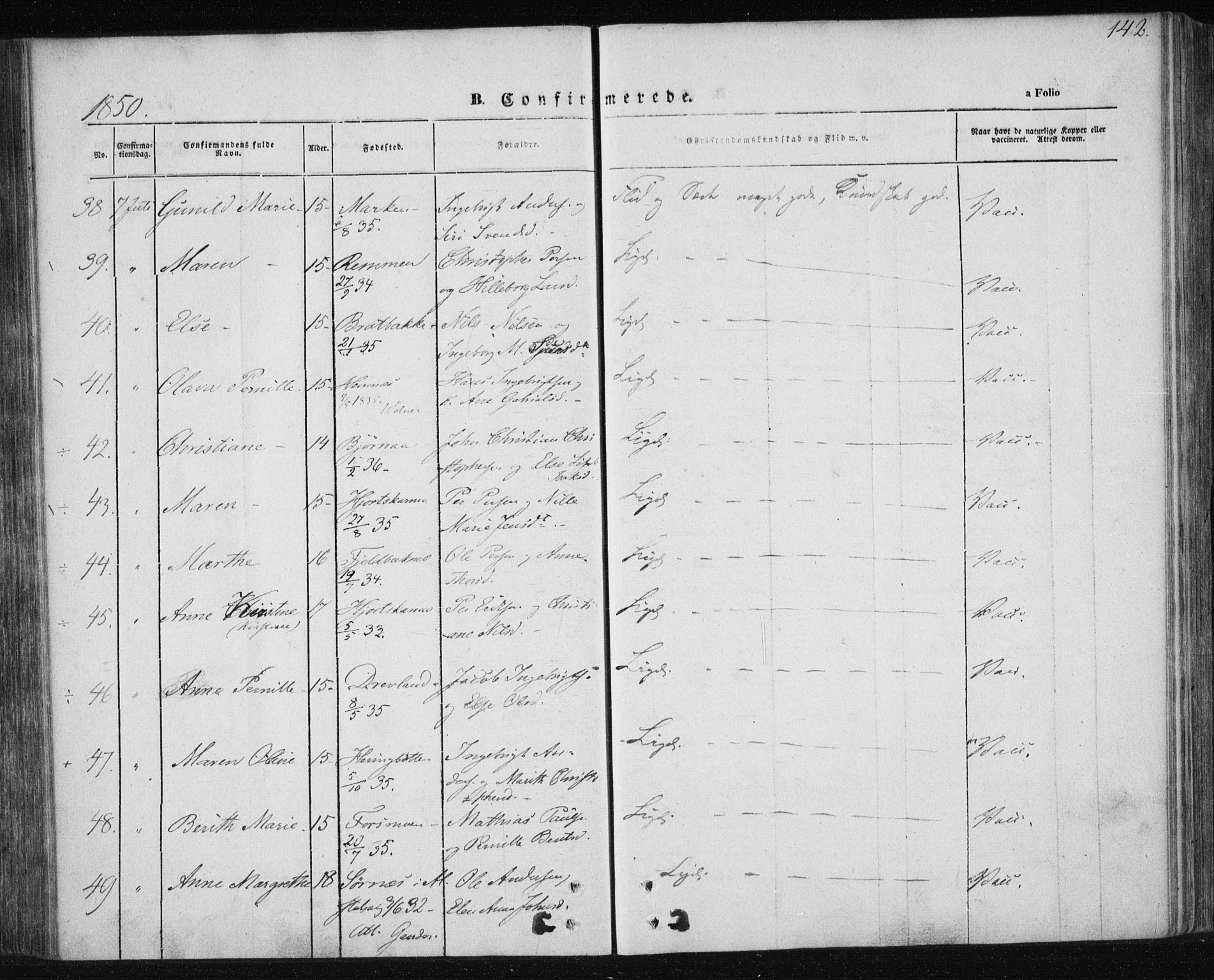 Ministerialprotokoller, klokkerbøker og fødselsregistre - Nordland, AV/SAT-A-1459/820/L0291: Parish register (official) no. 820A12, 1846-1854, p. 142