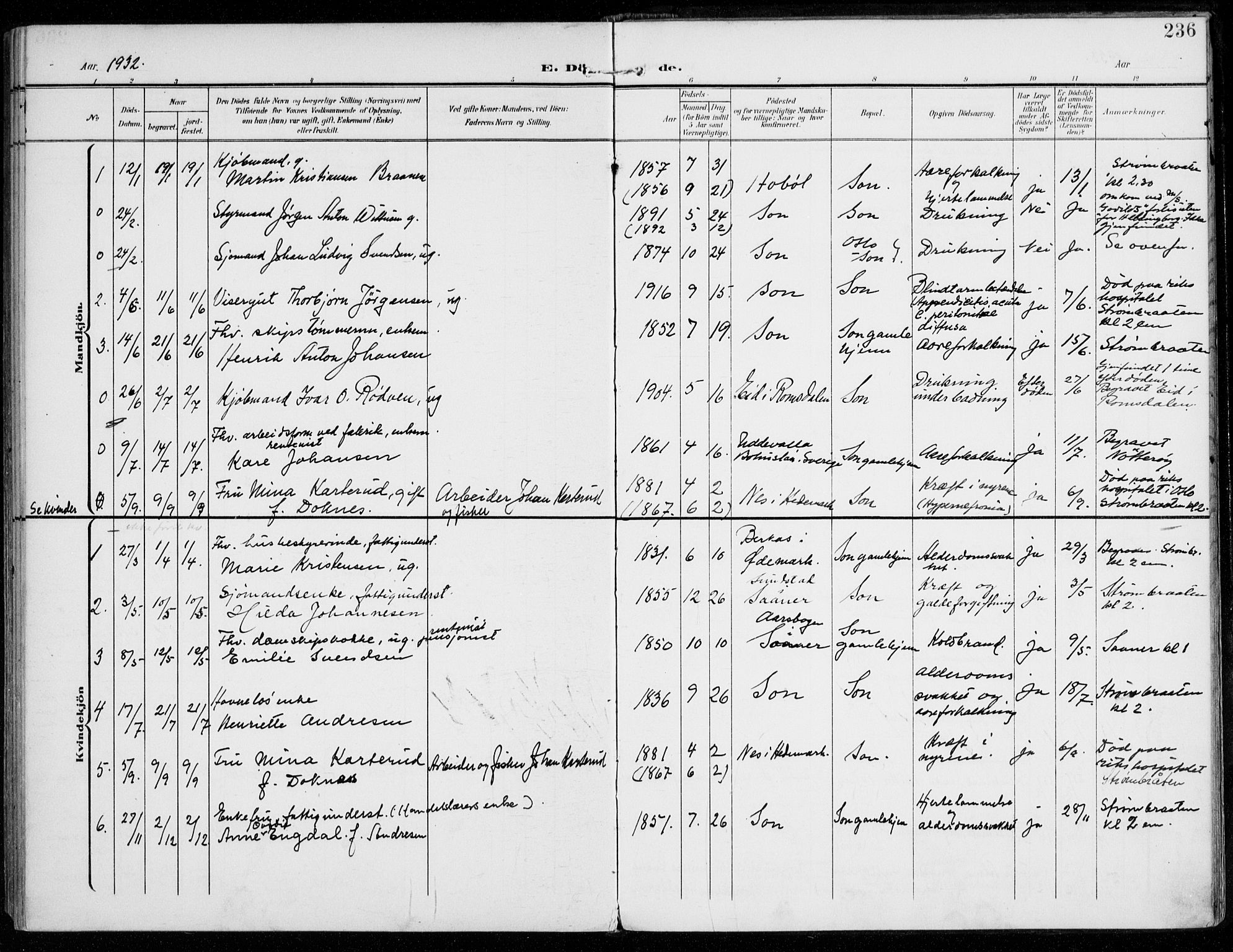 Vestby prestekontor Kirkebøker, SAO/A-10893/F/Fc/L0002: Parish register (official) no. III 2, 1906-1940, p. 236