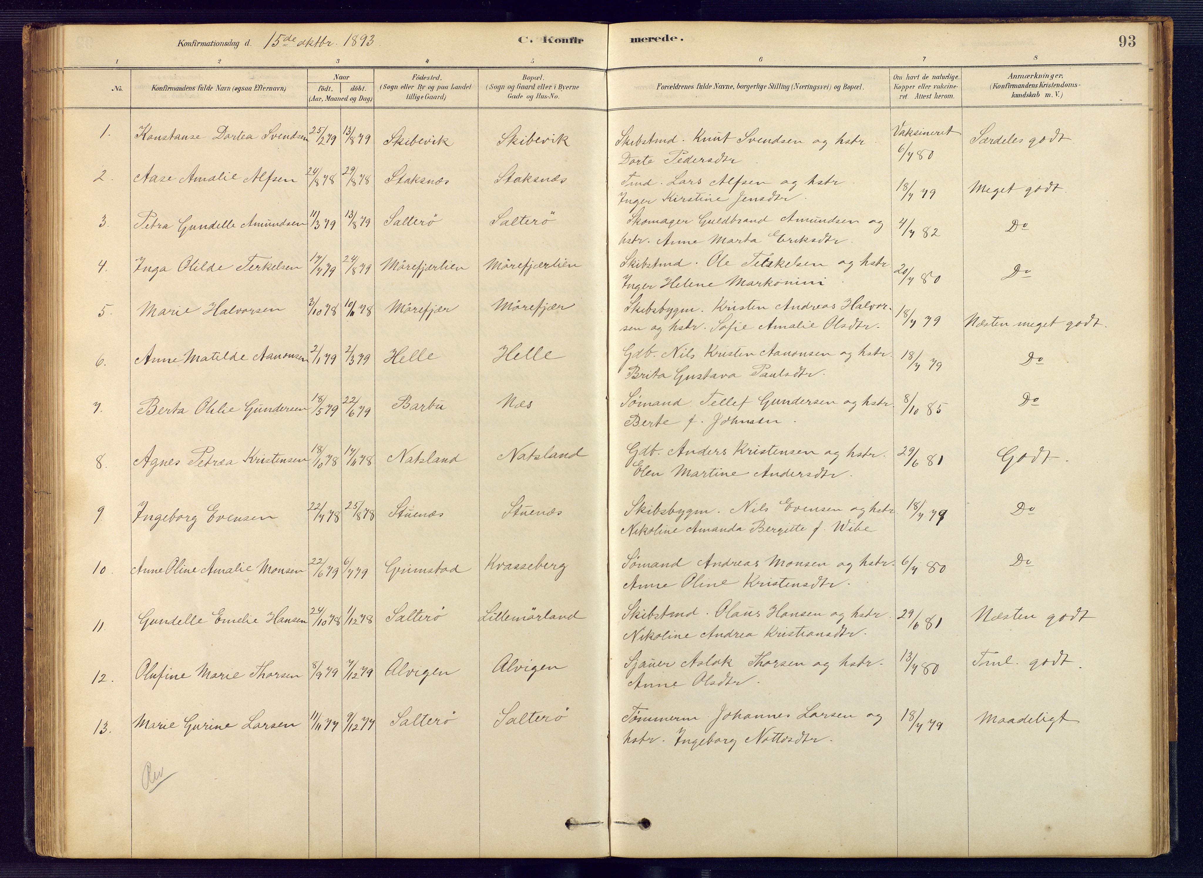 Austre Moland sokneprestkontor, SAK/1111-0001/F/Fb/Fbb/L0001: Parish register (copy) no. B 1, 1878-1904, p. 93
