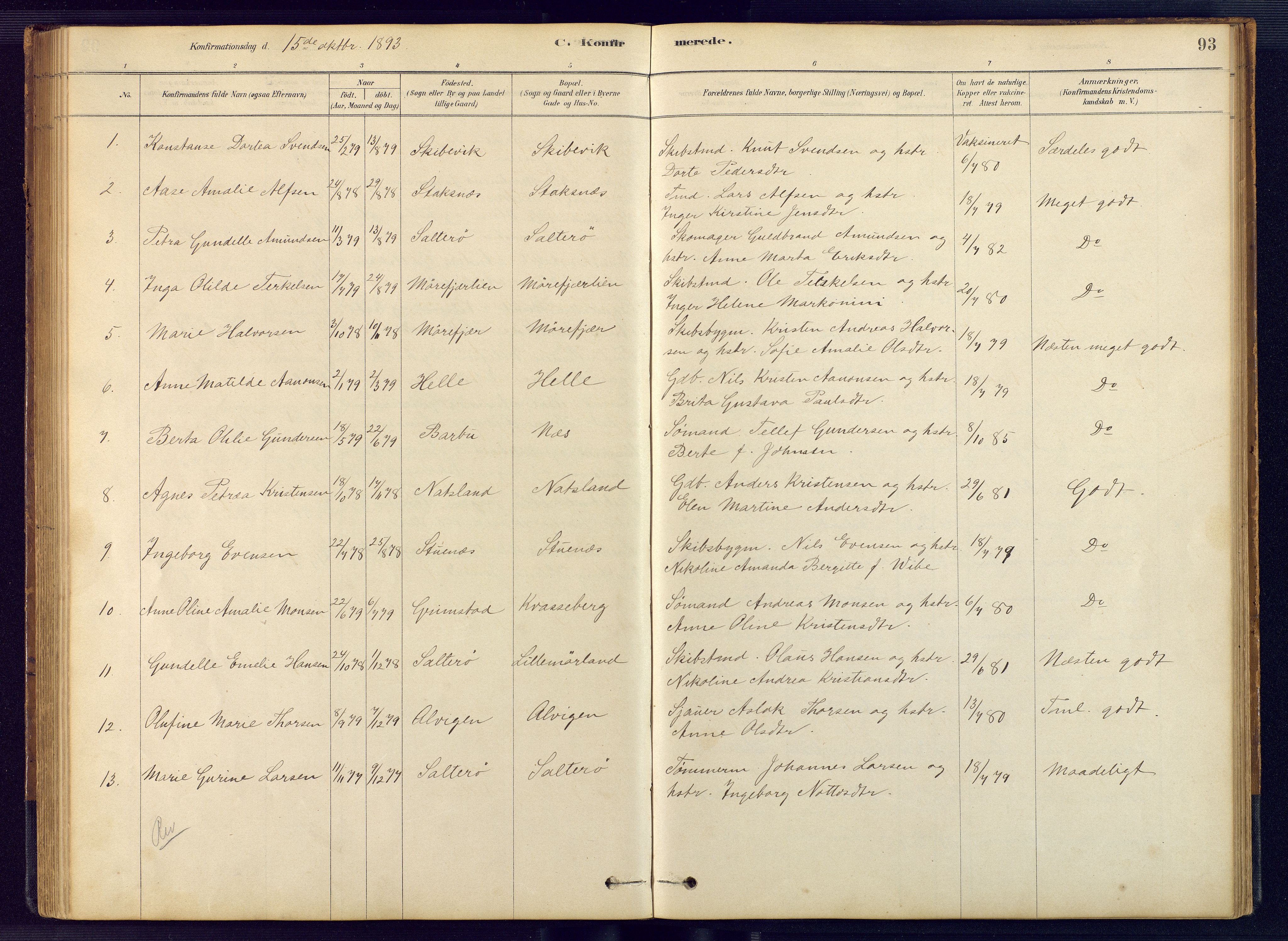 Austre Moland sokneprestkontor, AV/SAK-1111-0001/F/Fb/Fbb/L0001: Parish register (copy) no. B 1, 1878-1904, p. 93