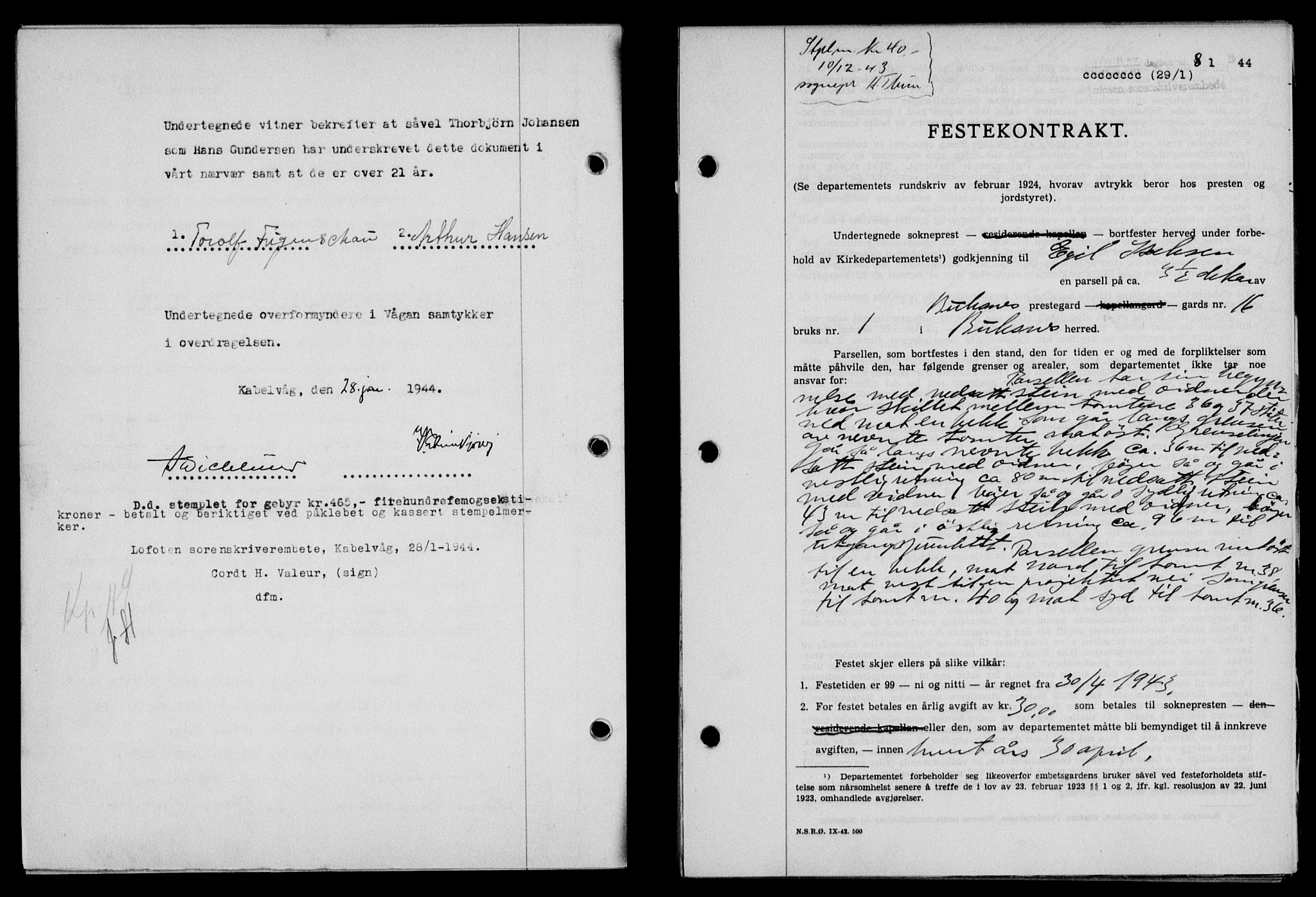 Lofoten sorenskriveri, SAT/A-0017/1/2/2C/L0012a: Mortgage book no. 12a, 1943-1944, Diary no: : 81/1944