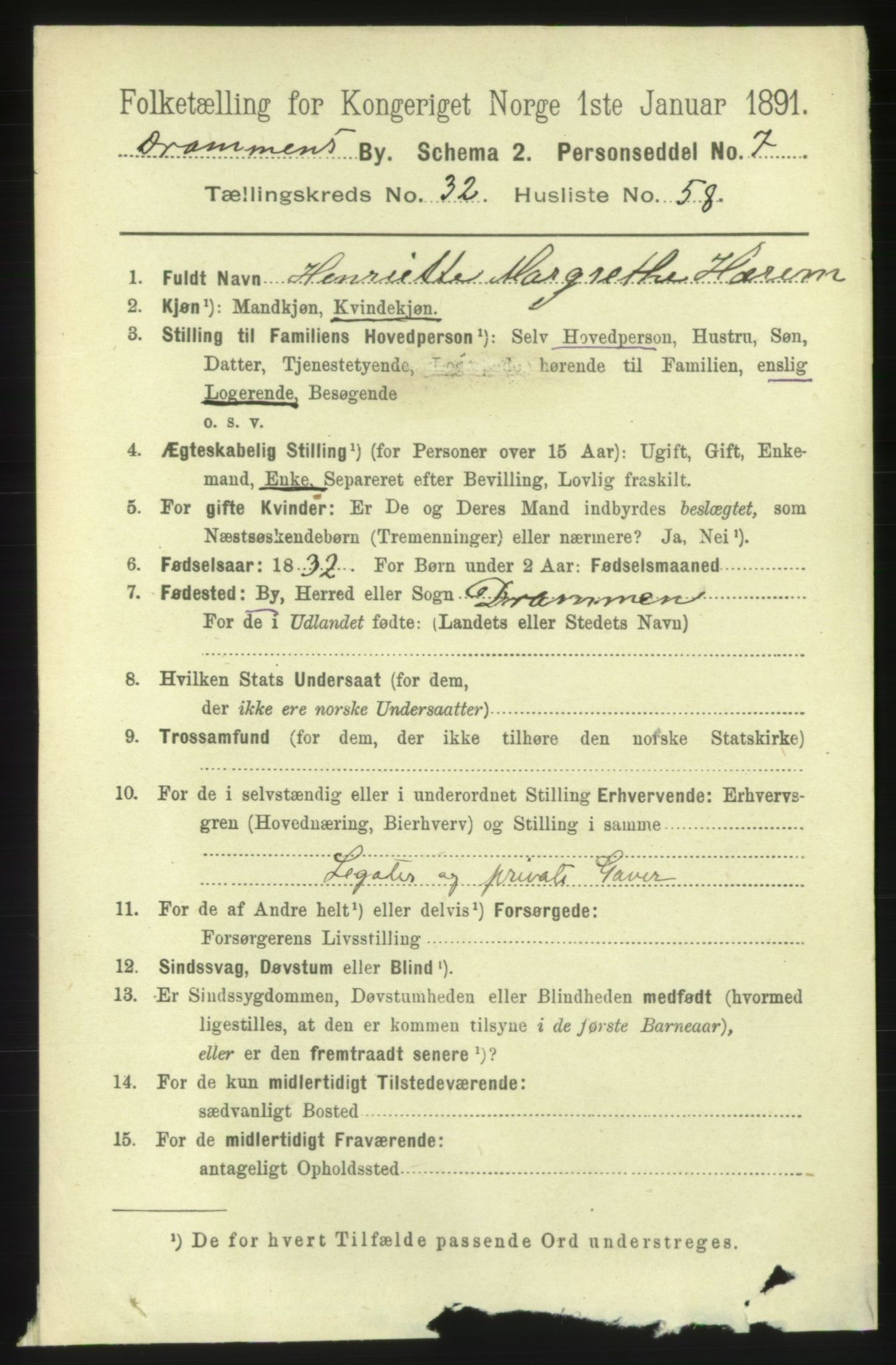 RA, 1891 census for 0602 Drammen, 1891, p. 20079