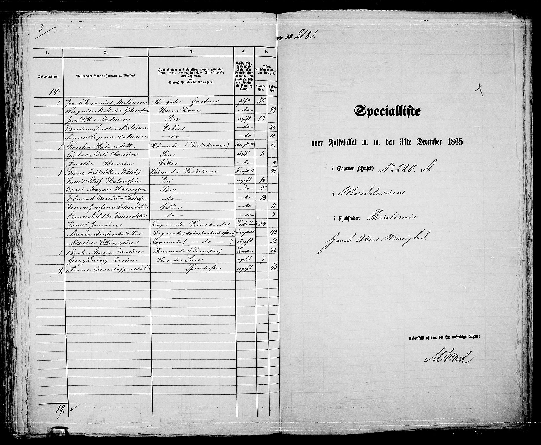 RA, 1865 census for Kristiania, 1865, p. 4863