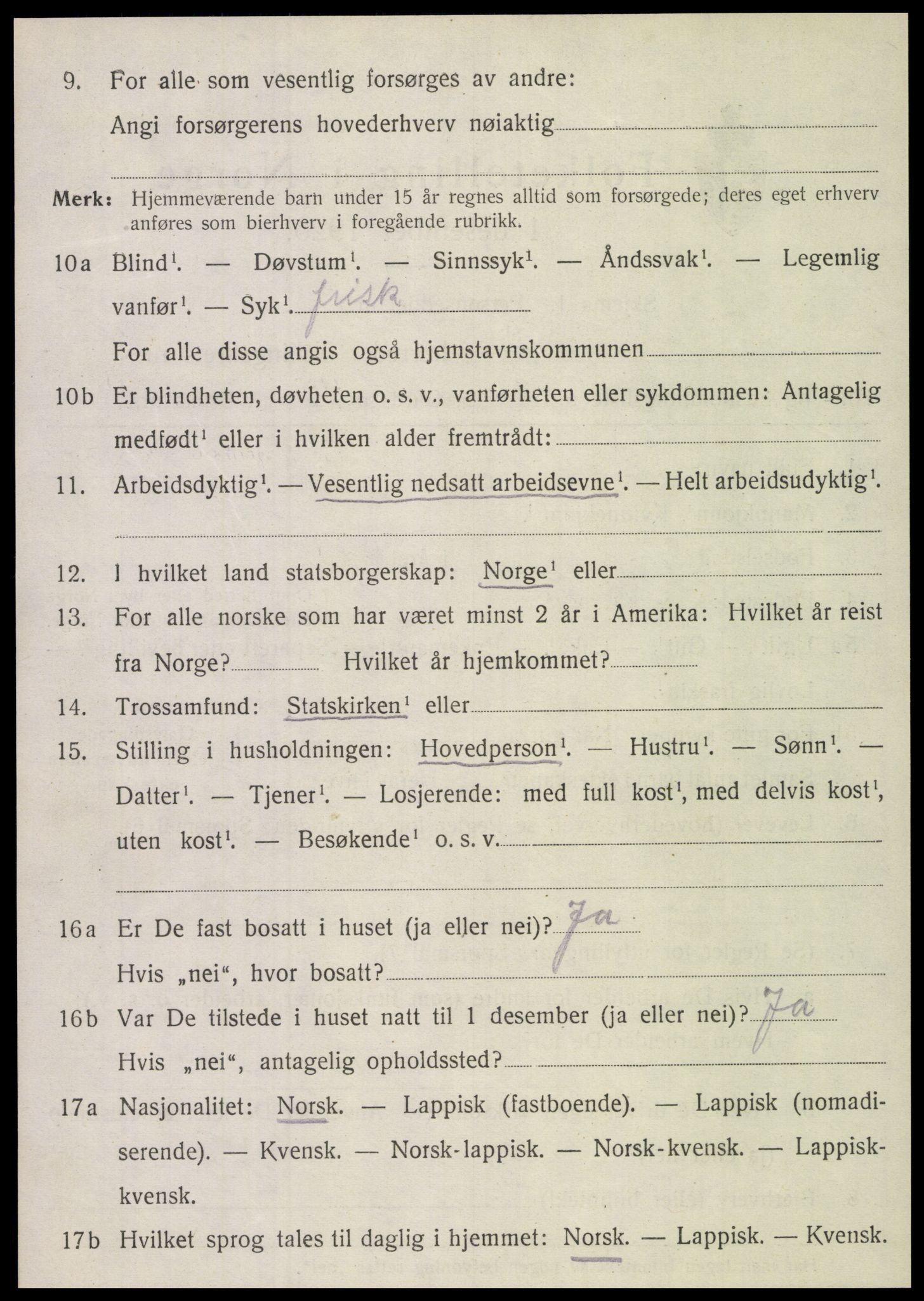 SAT, 1920 census for Velfjord, 1920, p. 2546