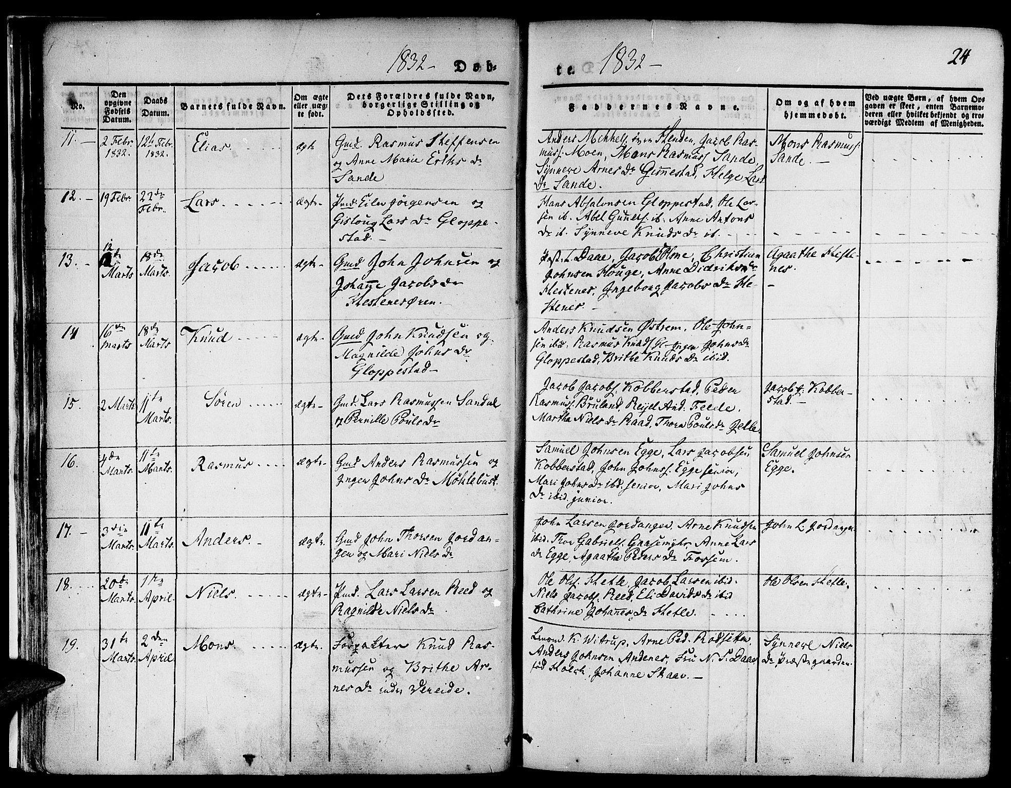 Gloppen sokneprestembete, AV/SAB-A-80101/H/Haa/Haaa/L0007: Parish register (official) no. A 7, 1827-1837, p. 24