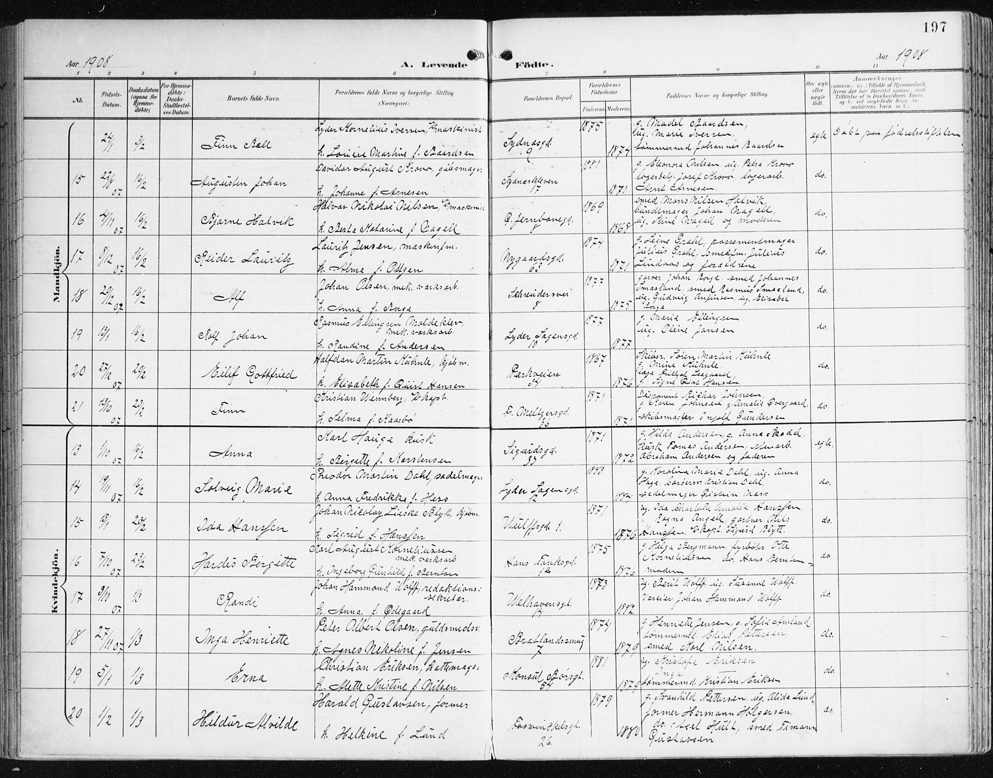 Johanneskirken sokneprestembete, AV/SAB-A-76001/H/Haa/L0002: Parish register (official) no. A 2, 1900-1912, p. 197