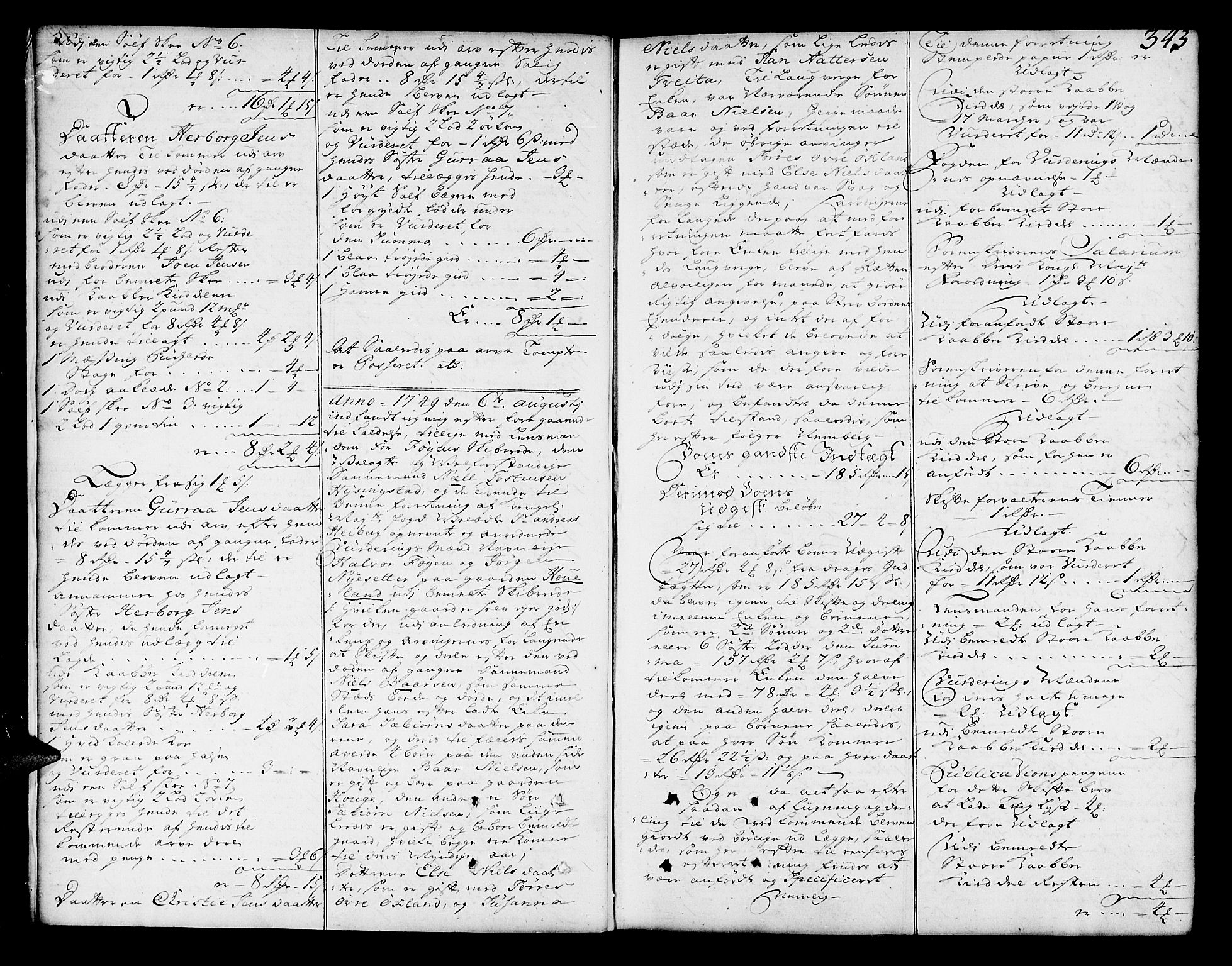 Sunnhordland sorenskrivar, SAB/A-2401/1/H/Ha/Haa/L0006: Skifteprotokollar. Register på lesesal. Fol. 1061- ut, 1749-1751, p. 342b-343a