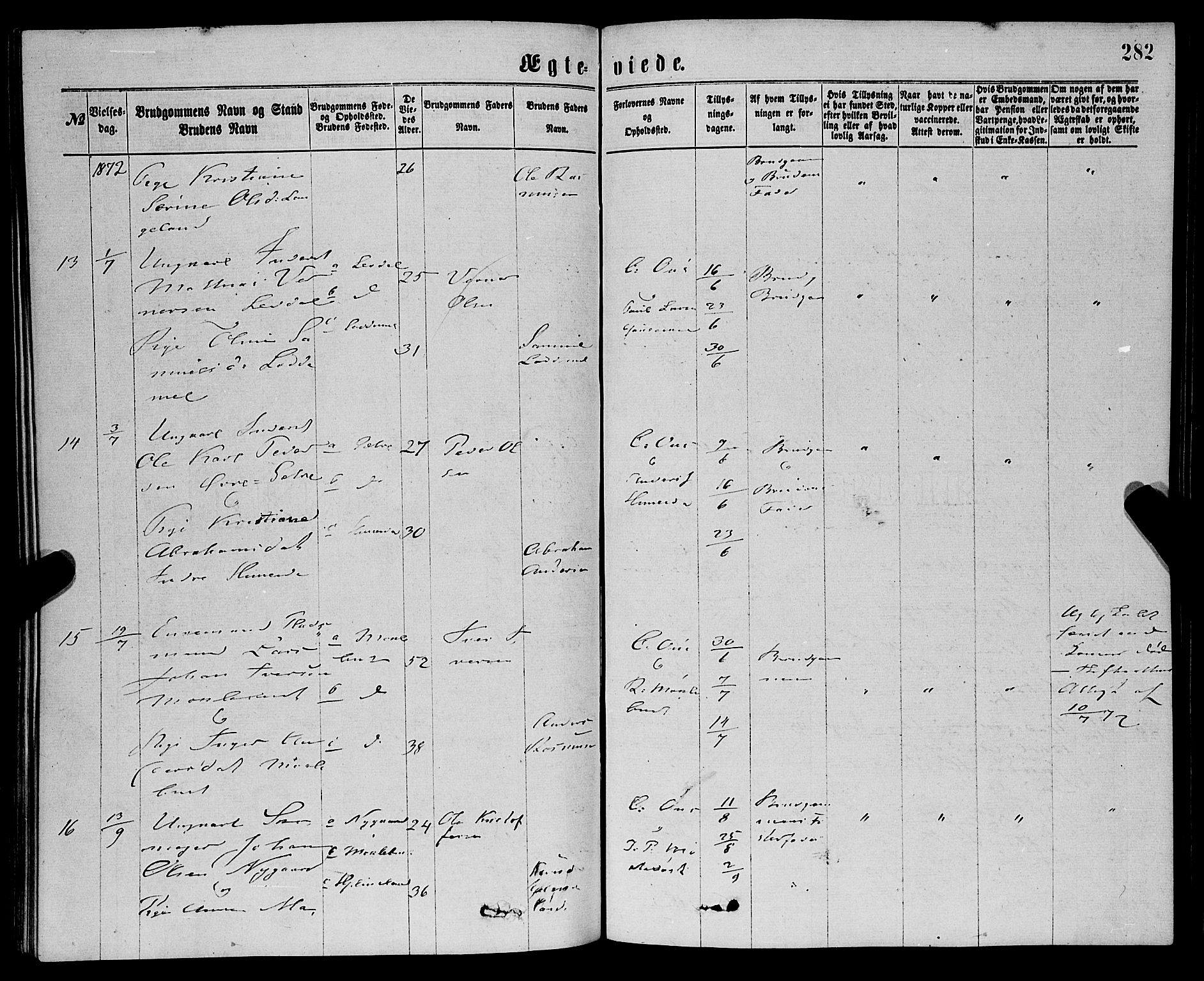 Eid sokneprestembete, AV/SAB-A-82301/H/Haa/Haaa/L0010: Parish register (official) no. A 10, 1867-1878, p. 282