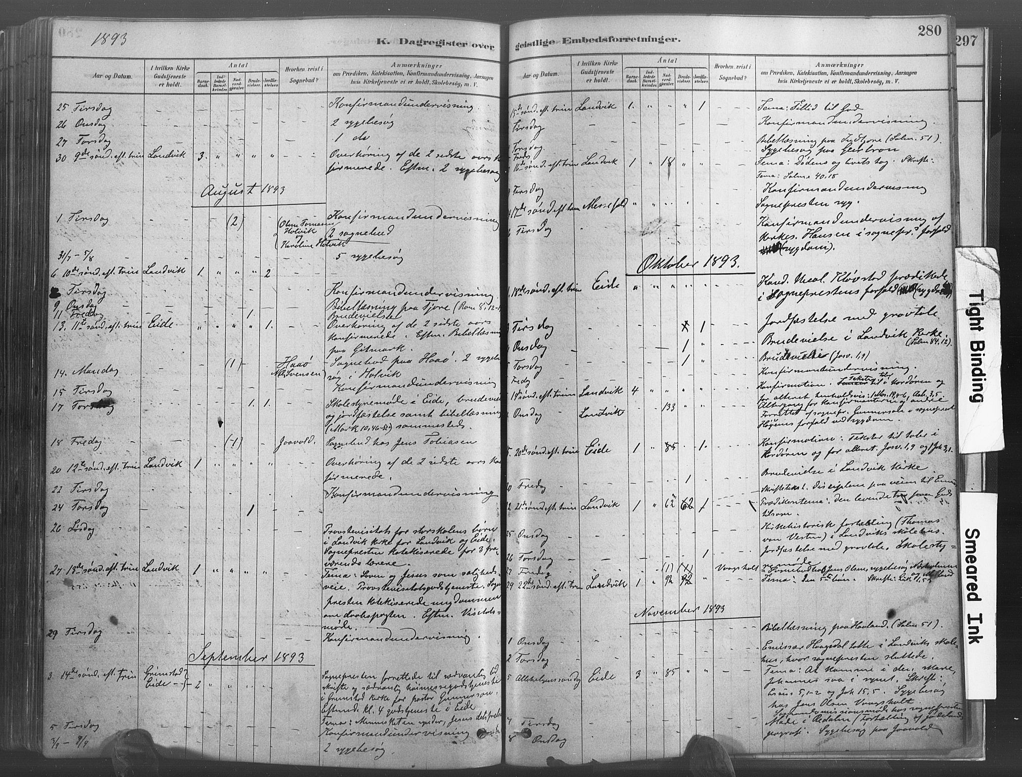 Hommedal sokneprestkontor, AV/SAK-1111-0023/F/Fa/Fab/L0006: Parish register (official) no. A 6, 1878-1897, p. 280