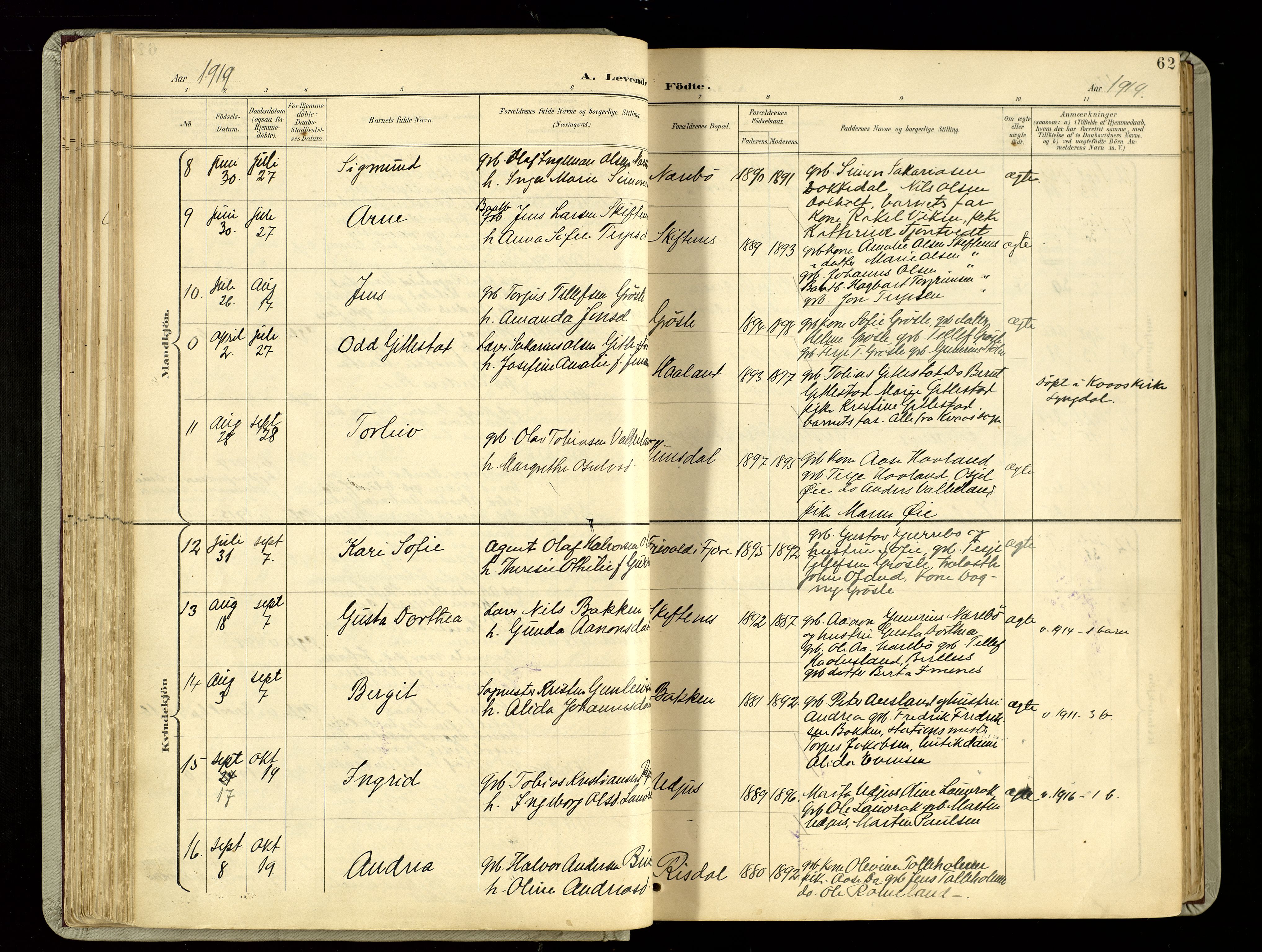 Hommedal sokneprestkontor, AV/SAK-1111-0023/F/Fa/Fab/L0007: Parish register (official) no. A 7, 1898-1924, p. 62