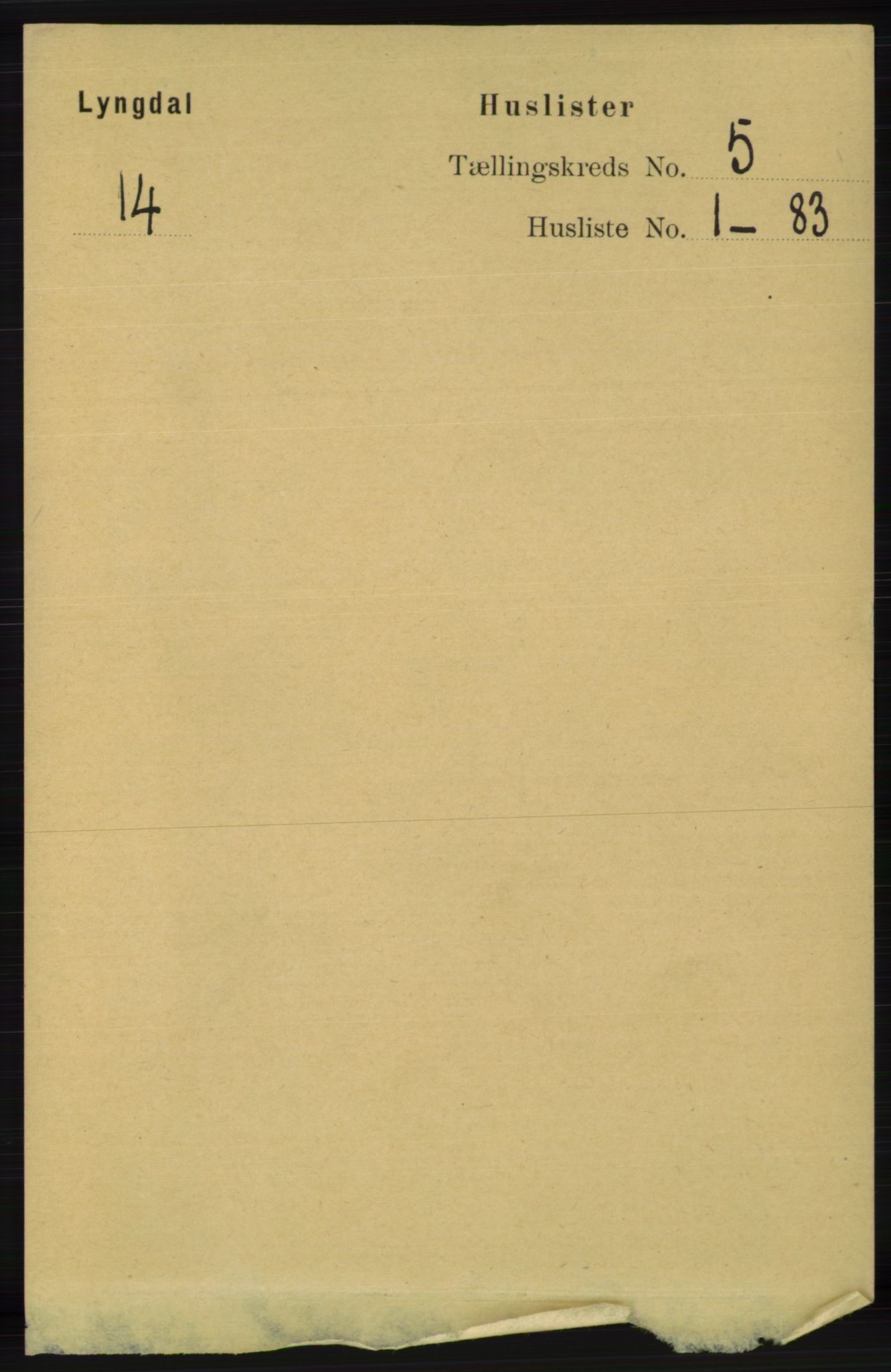 RA, 1891 census for 1032 Lyngdal, 1891, p. 1797