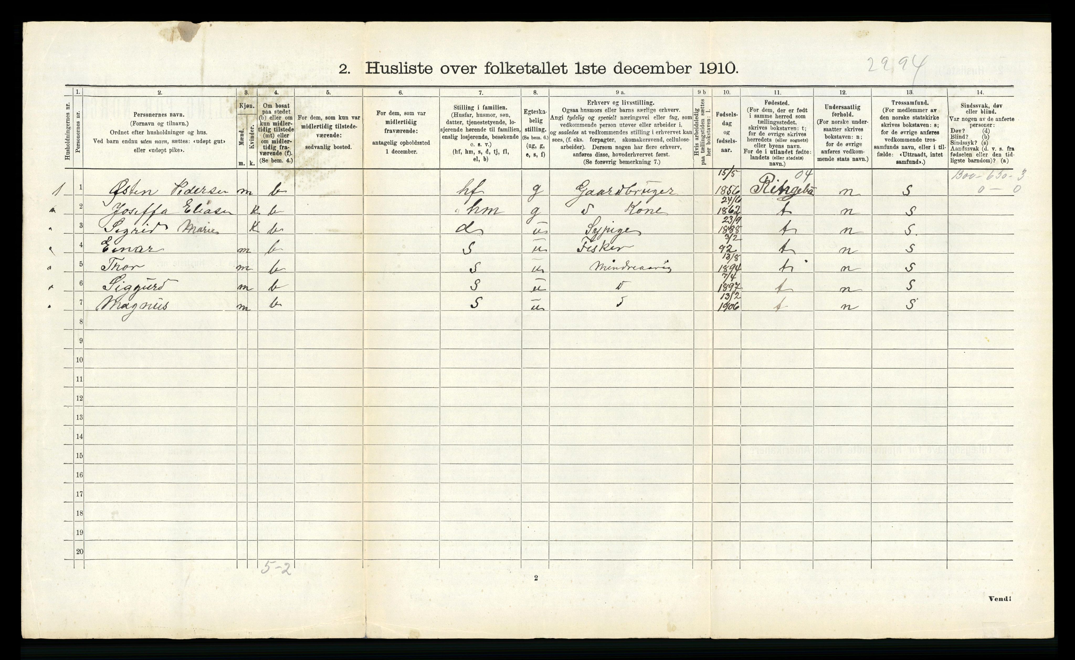 RA, 1910 census for Gildeskål, 1910, p. 798