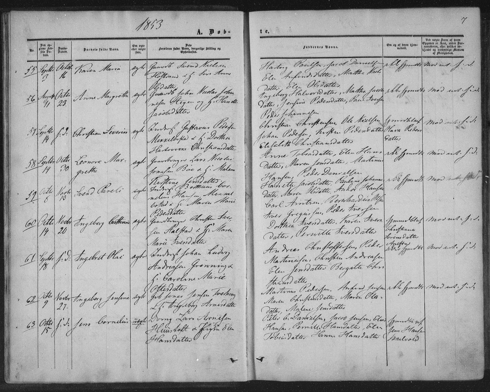 Ministerialprotokoller, klokkerbøker og fødselsregistre - Nordland, AV/SAT-A-1459/855/L0800: Parish register (official) no. 855A08, 1852-1864, p. 7