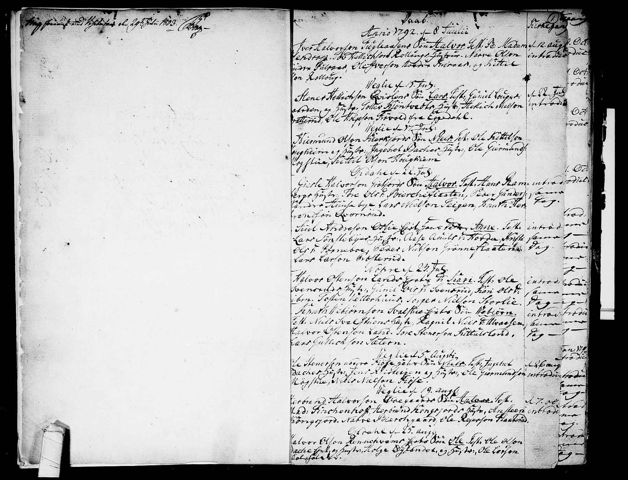 Rollag kirkebøker, SAKO/A-240/F/Fa/L0005: Parish register (official) no. I 5, 1792-1814, p. 0-1