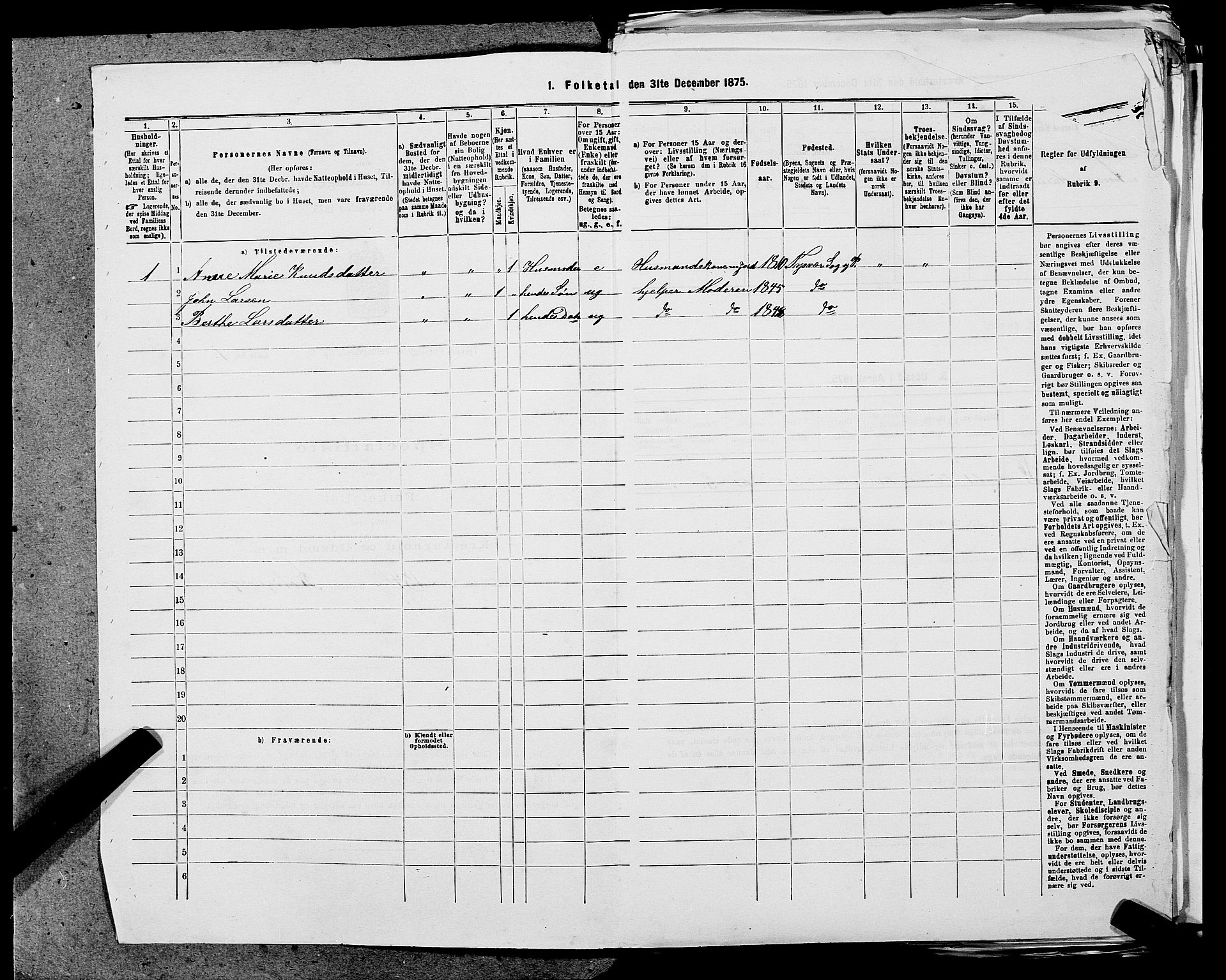 SAST, 1875 census for 1146P Tysvær, 1875, p. 652