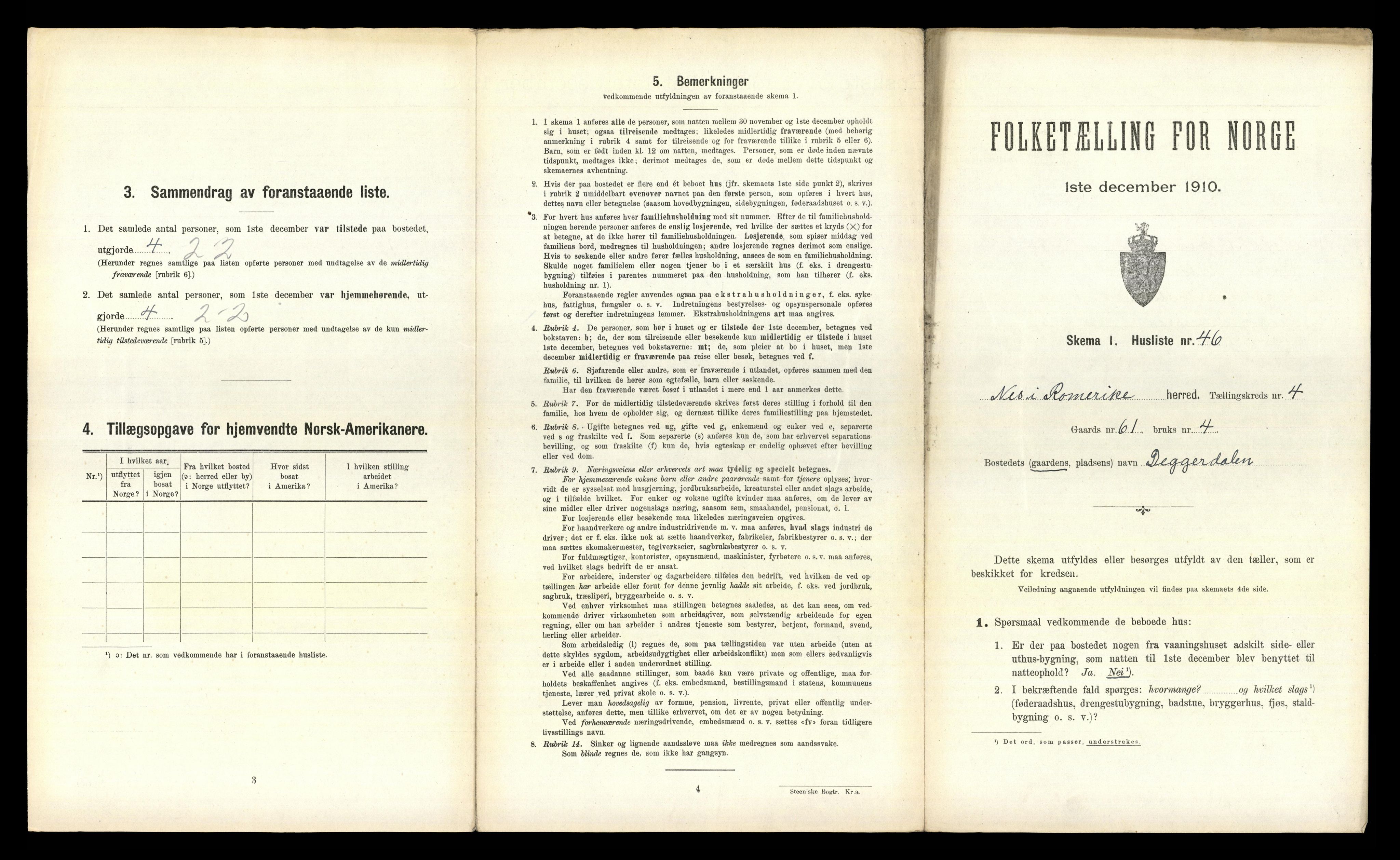 RA, 1910 census for Nes, 1910, p. 748