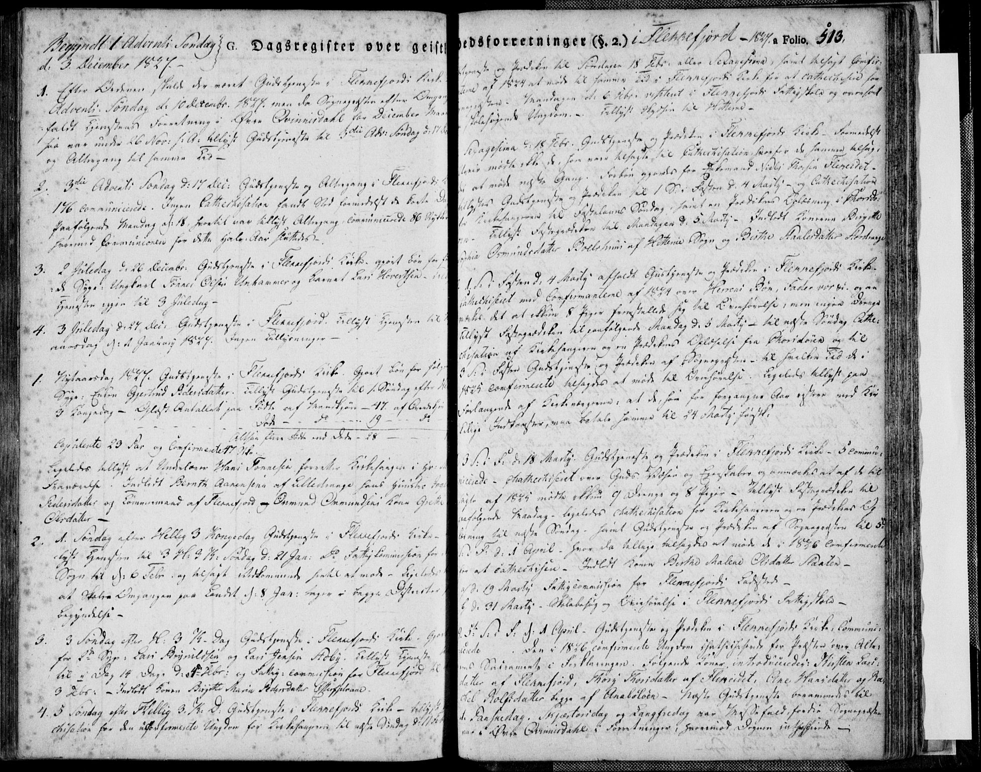 Flekkefjord sokneprestkontor, SAK/1111-0012/F/Fa/Fac/L0003: Parish register (official) no. A 3, 1826-1841, p. 513