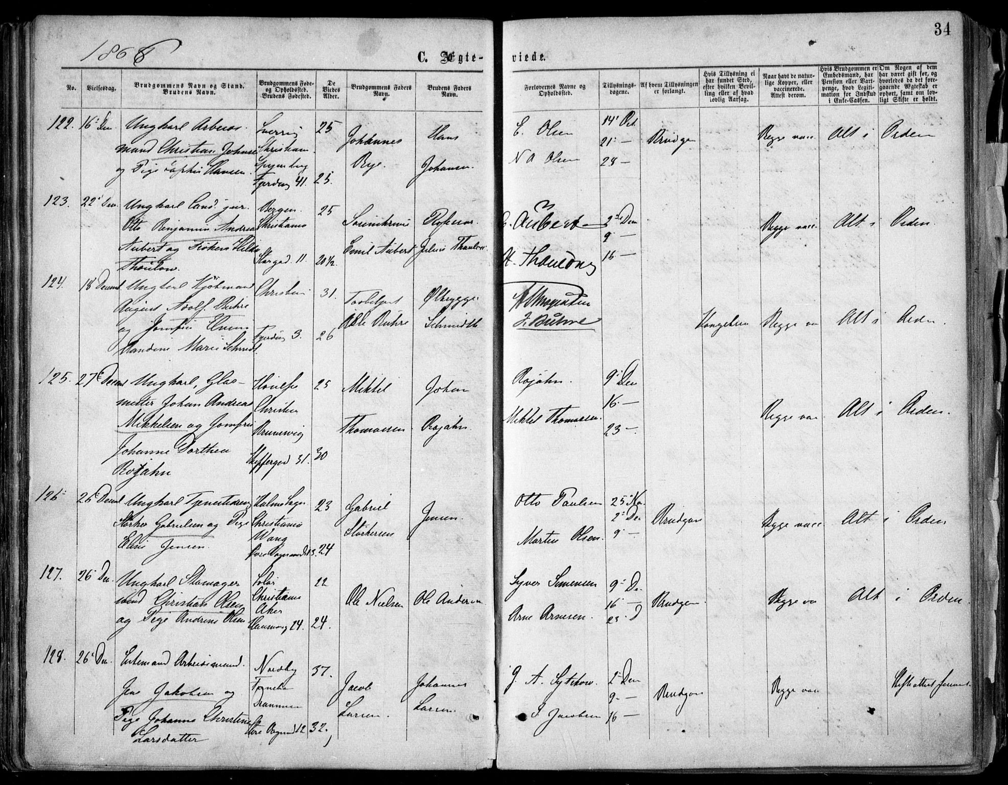 Oslo domkirke Kirkebøker, SAO/A-10752/F/Fa/L0021: Parish register (official) no. 21, 1865-1884, p. 34