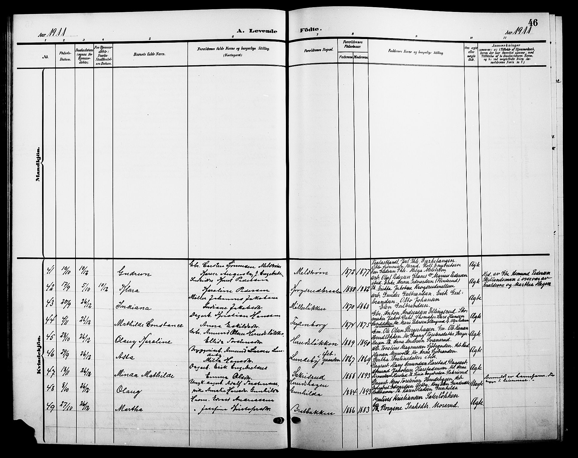 Sør-Odal prestekontor, AV/SAH-PREST-030/H/Ha/Hab/L0005: Parish register (copy) no. 5, 1903-1915, p. 46