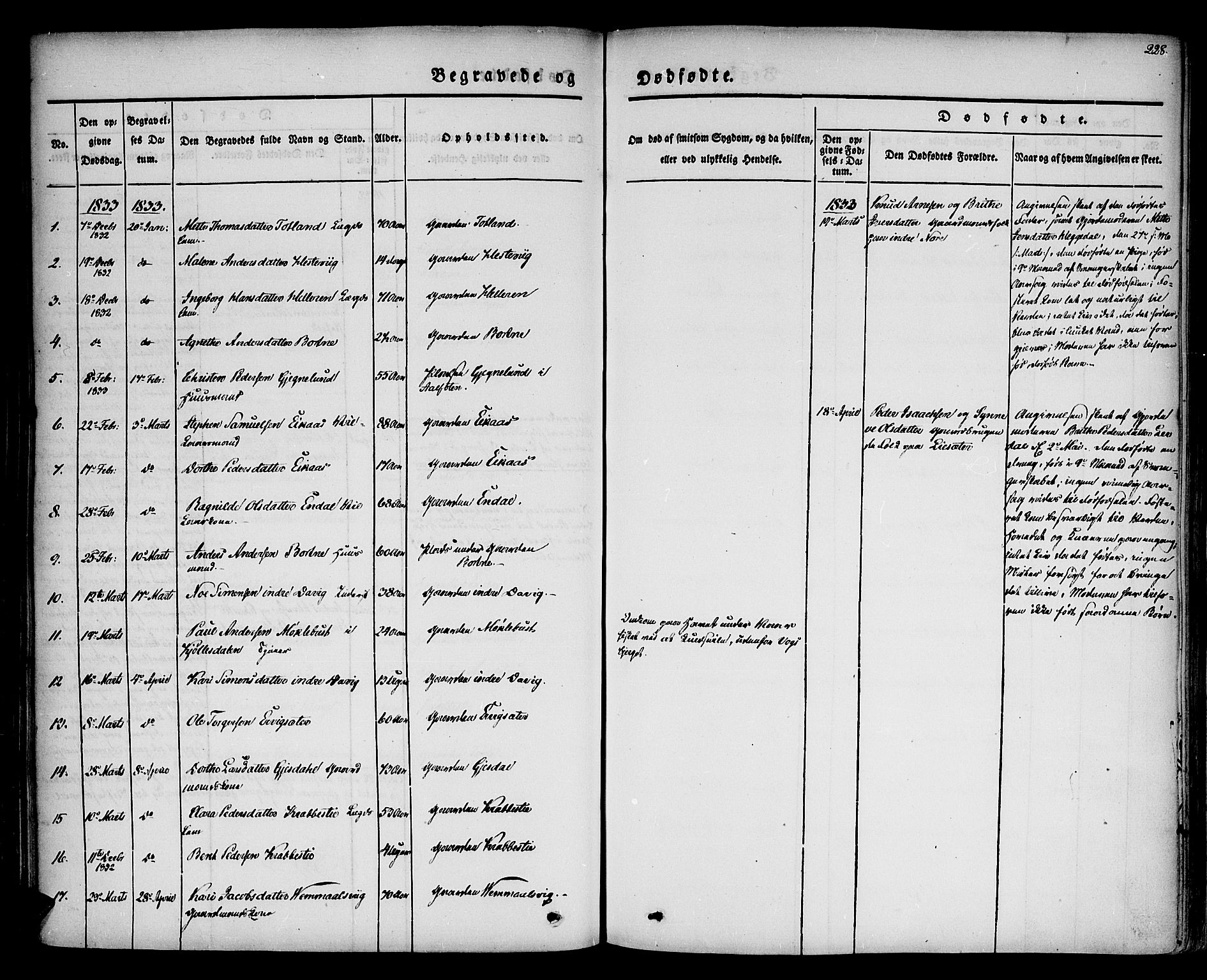 Davik sokneprestembete, AV/SAB-A-79701/H/Haa/Haaa/L0004: Parish register (official) no. A 4, 1830-1849, p. 228