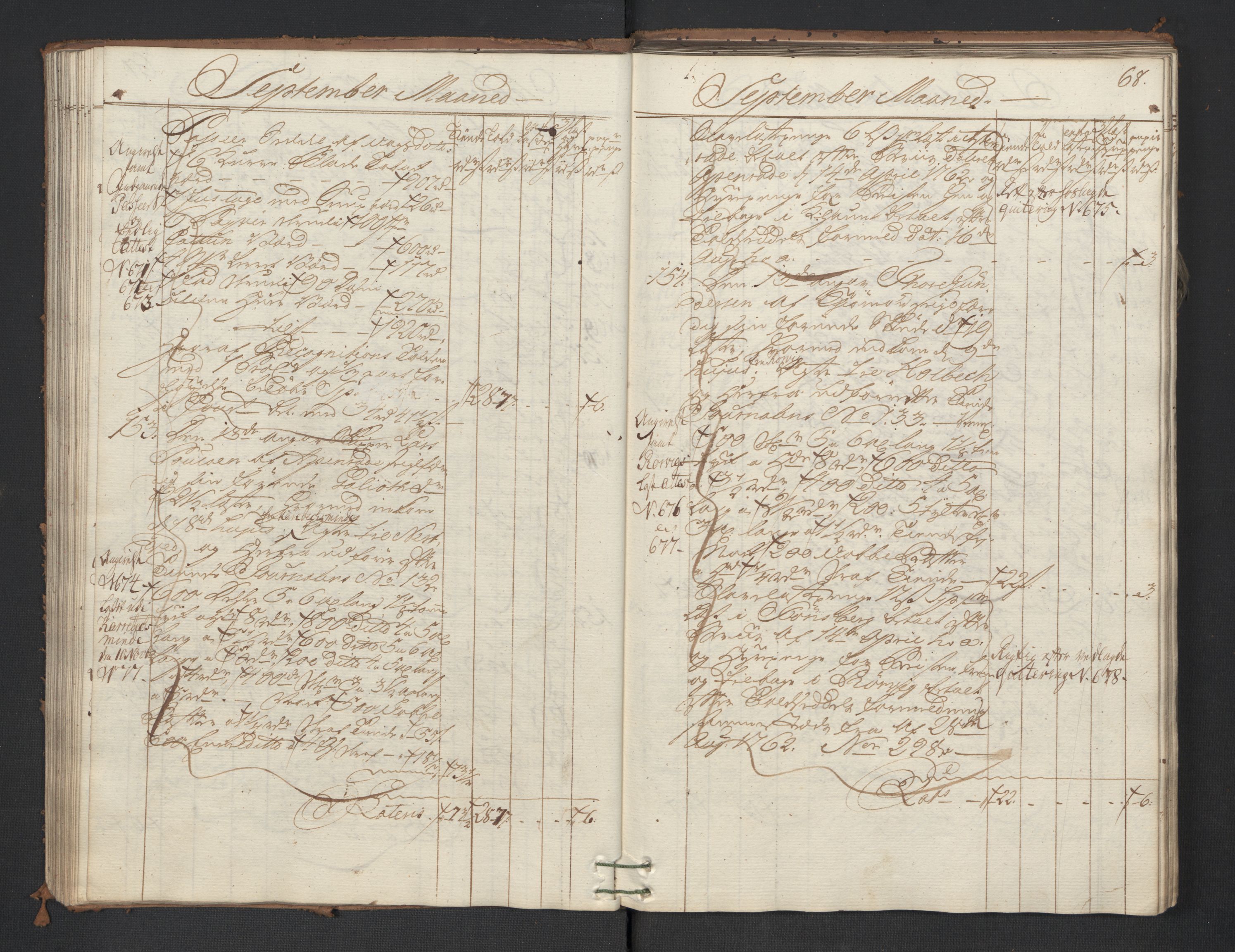 Generaltollkammeret, tollregnskaper, AV/RA-EA-5490/R01/L0047/0001: Tollregnskaper Fredrikshald / Utgående hovedtollbok, 1762, p. 67b-68a