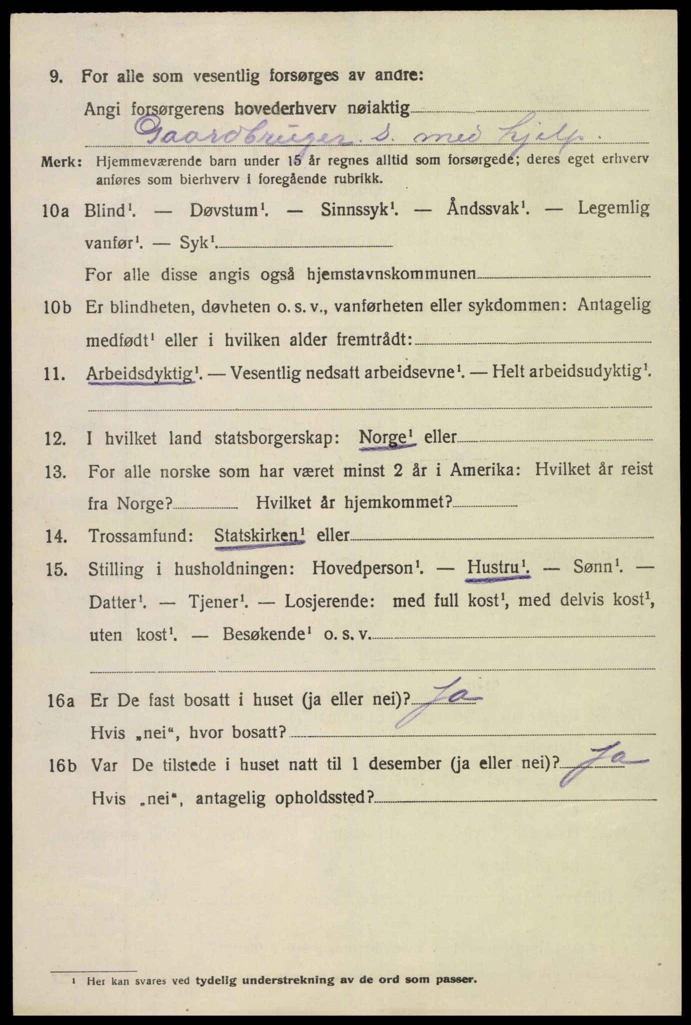 SAK, 1920 census for Vegårshei, 1920, p. 2171