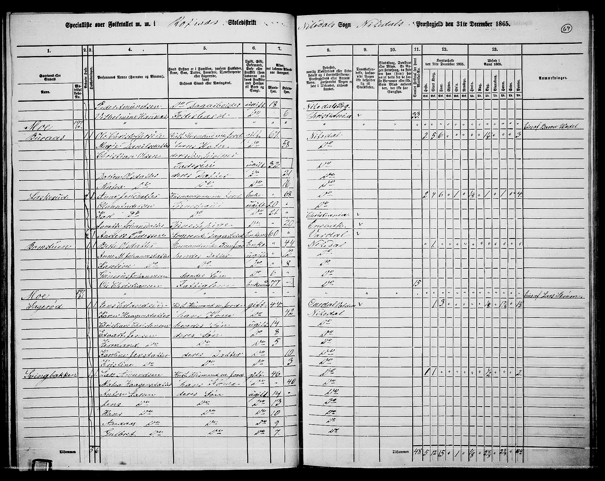 RA, 1865 census for Nittedal, 1865, p. 58