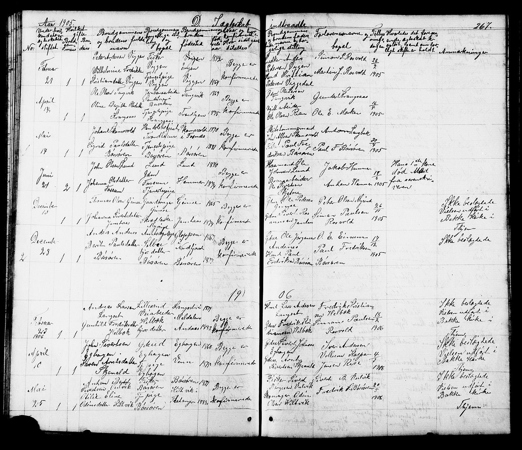 Ministerialprotokoller, klokkerbøker og fødselsregistre - Sør-Trøndelag, SAT/A-1456/665/L0777: Parish register (copy) no. 665C02, 1867-1915, p. 267