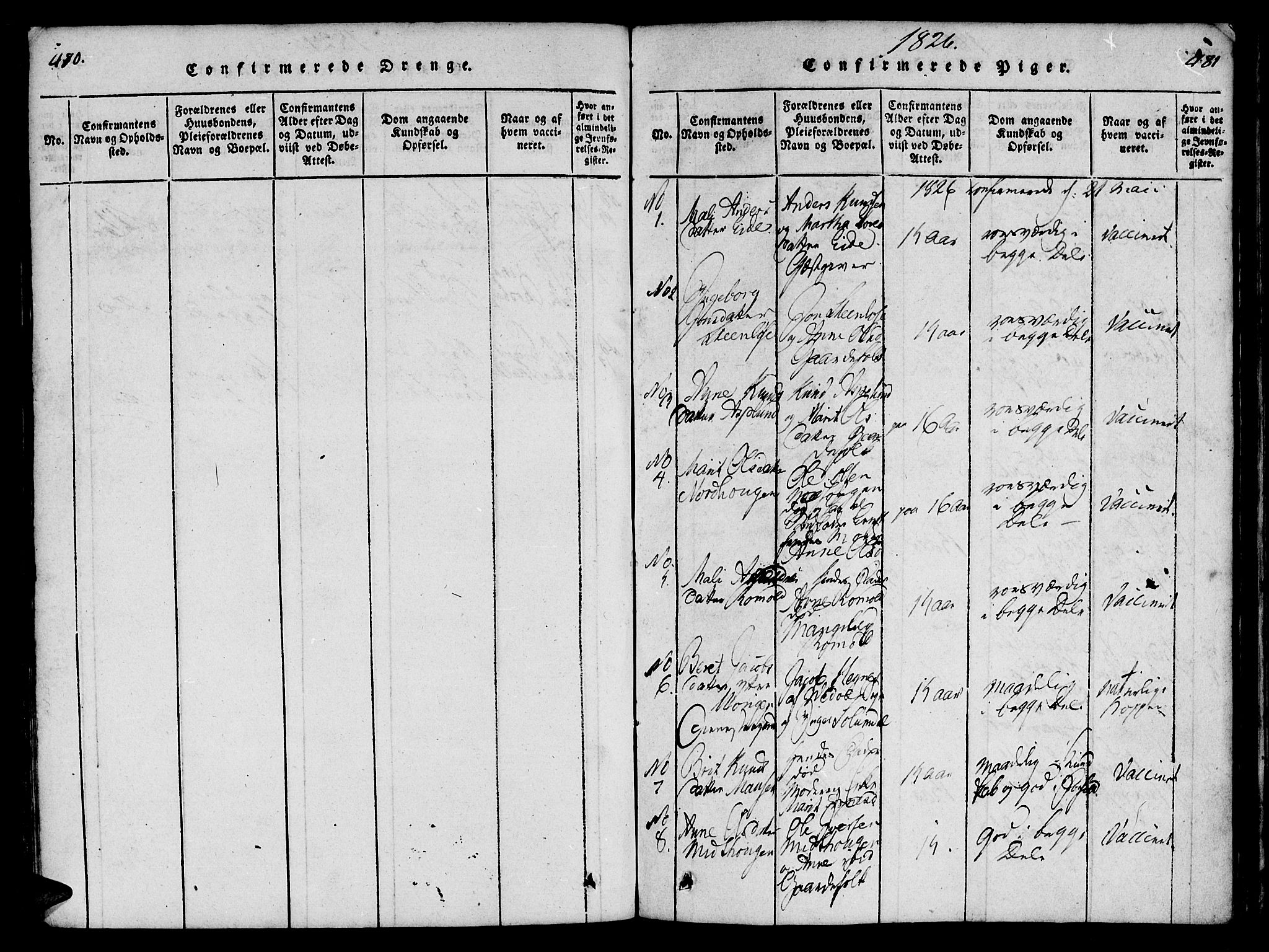 Ministerialprotokoller, klokkerbøker og fødselsregistre - Møre og Romsdal, AV/SAT-A-1454/557/L0679: Parish register (official) no. 557A01, 1818-1843, p. 480-481