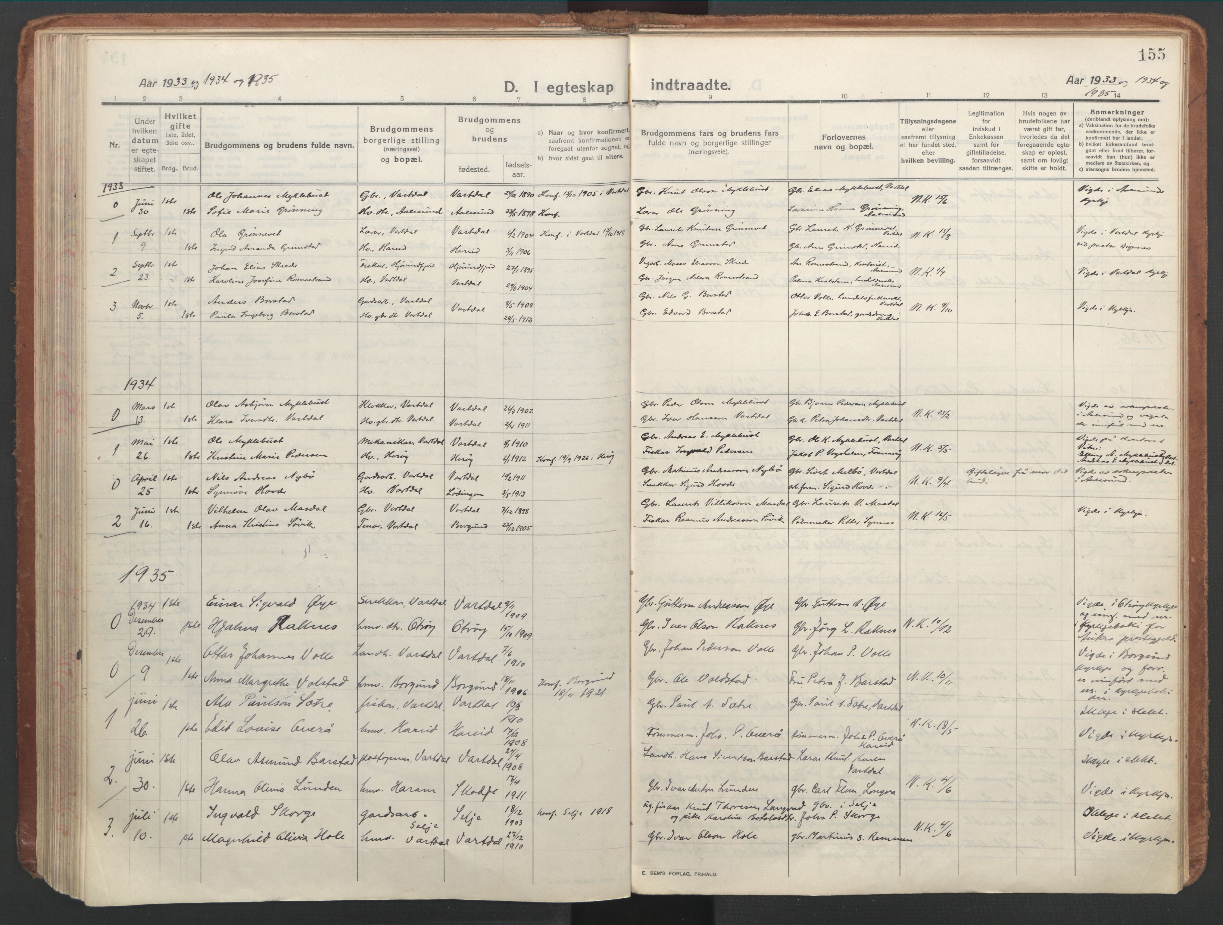 Ministerialprotokoller, klokkerbøker og fødselsregistre - Møre og Romsdal, AV/SAT-A-1454/514/L0200: Parish register (official) no. 514A02, 1913-1943, p. 155