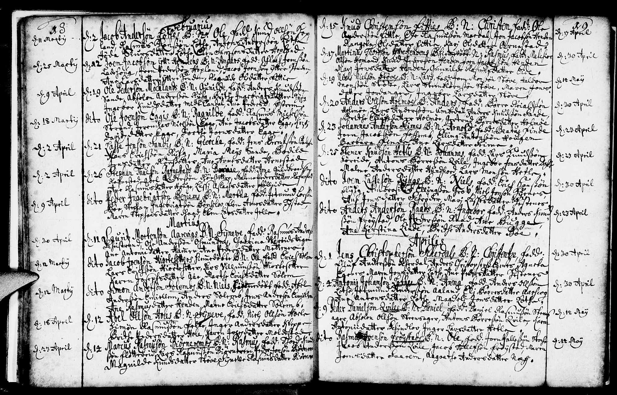 Gloppen sokneprestembete, AV/SAB-A-80101/H/Haa/Haaa/L0002: Parish register (official) no. A 2, 1712-1735, p. 18-19