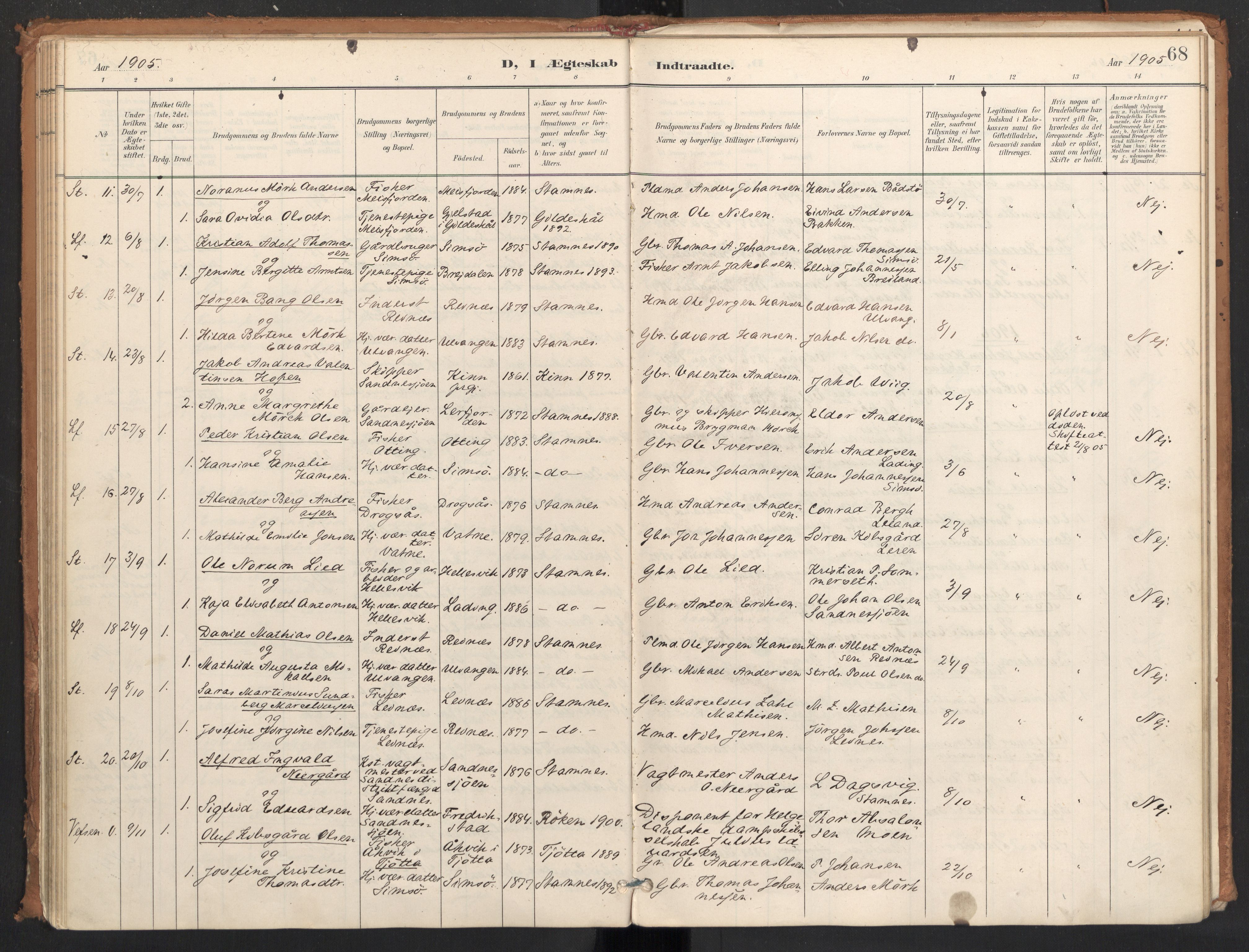 Ministerialprotokoller, klokkerbøker og fødselsregistre - Nordland, AV/SAT-A-1459/831/L0472: Parish register (official) no. 831A03, 1897-1912, p. 68