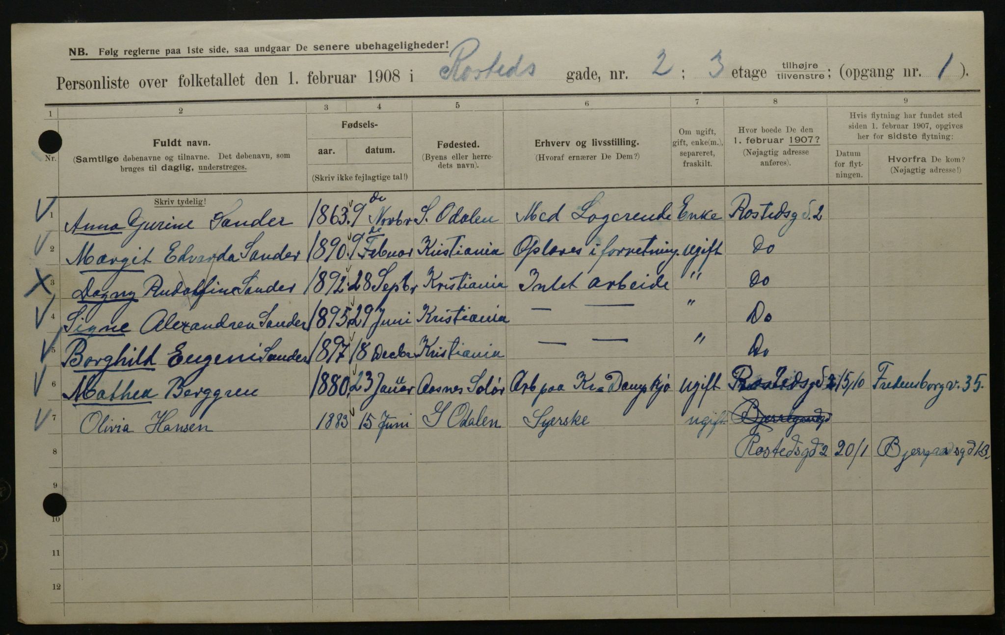 OBA, Municipal Census 1908 for Kristiania, 1908, p. 75685