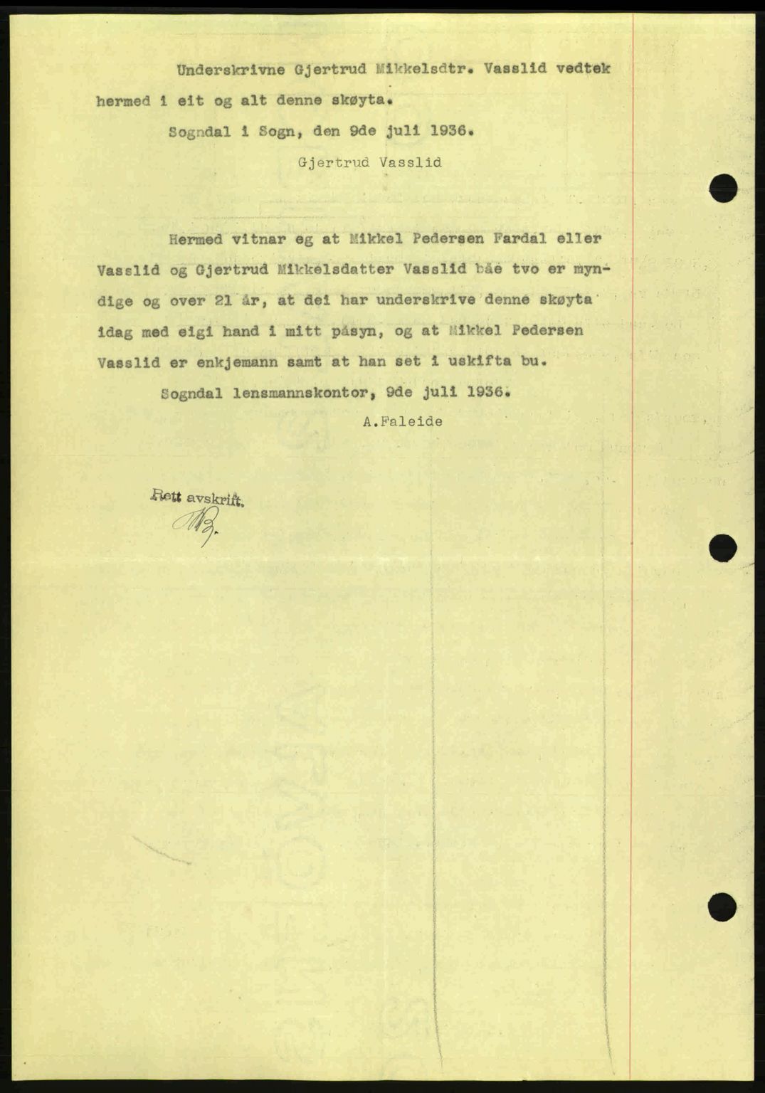 Indre Sogn tingrett, SAB/A-3301/1/G/Gb/Gba/L0030: Mortgage book no. 30, 1935-1937, Deed date: 11.07.1936