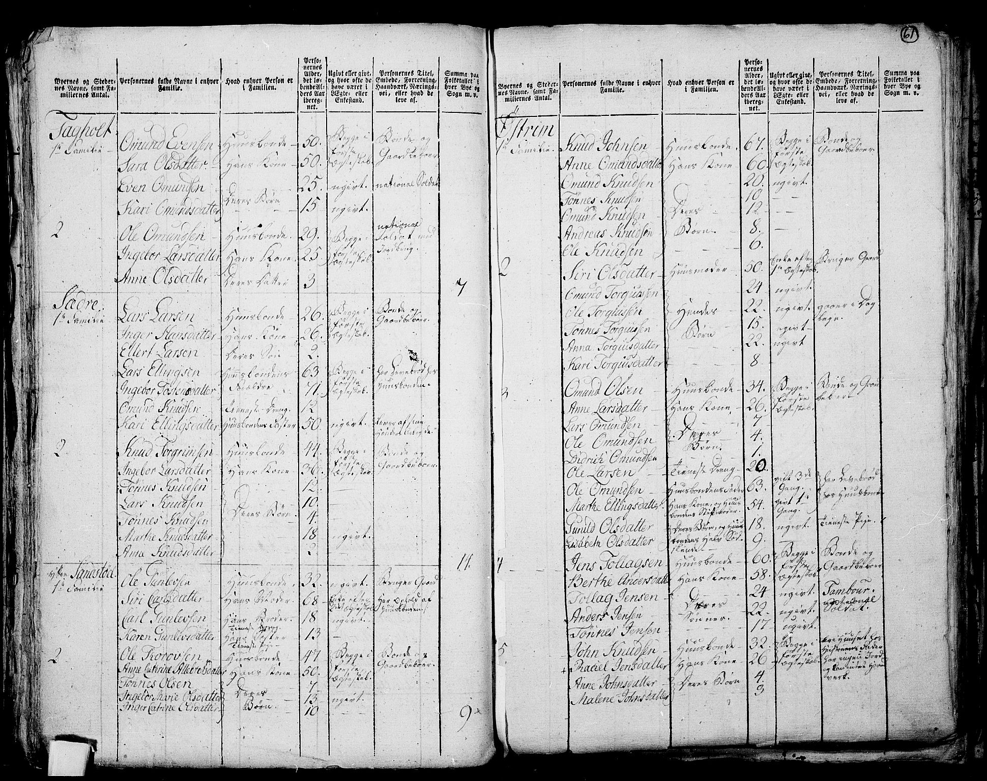 RA, 1801 census for 1112P Lund, 1801, p. 60b-61a