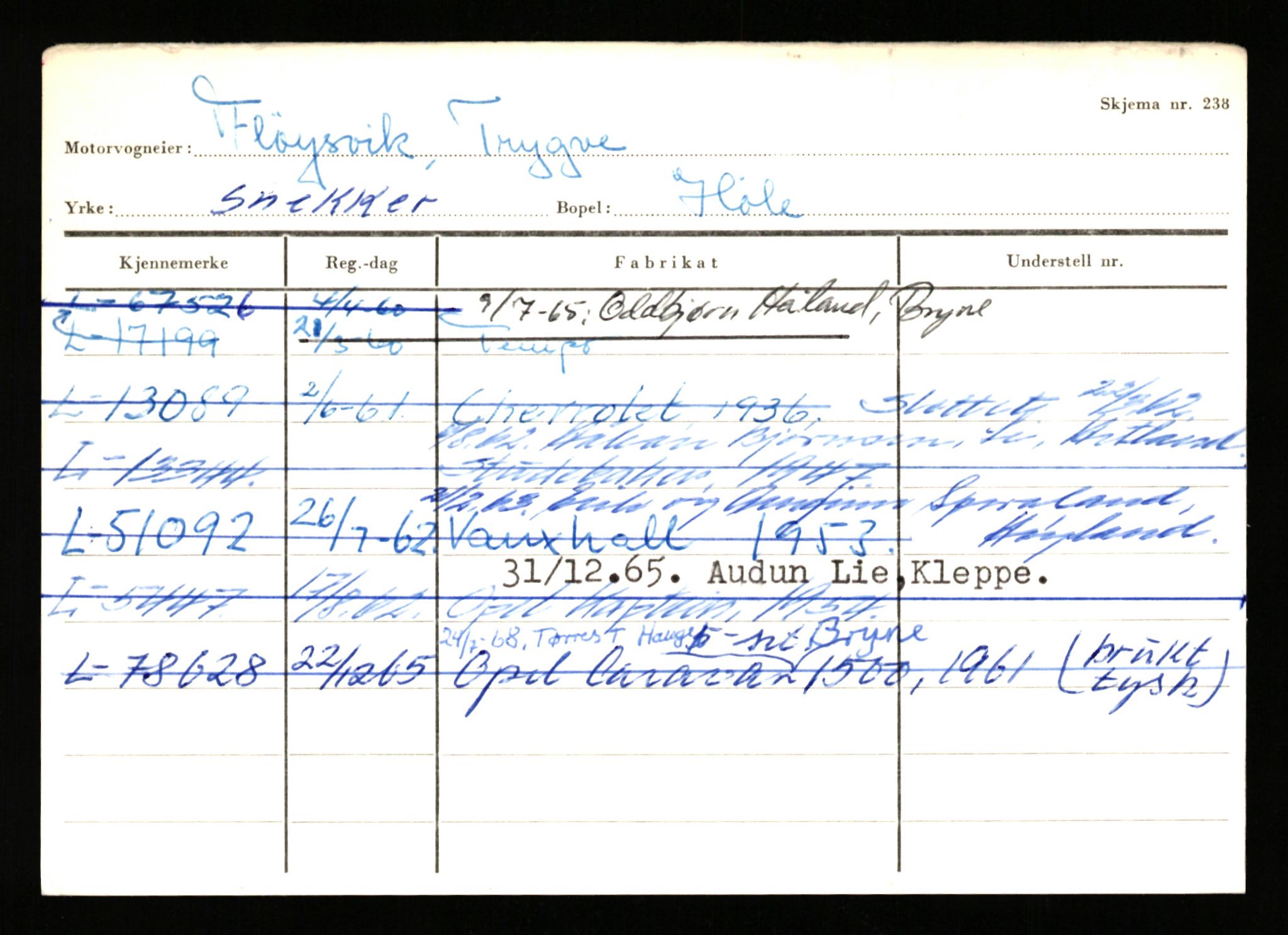 Stavanger trafikkstasjon, SAST/A-101942/0/H/L0009: Fjælberg - Fuglerud, 1930-1971, p. 827