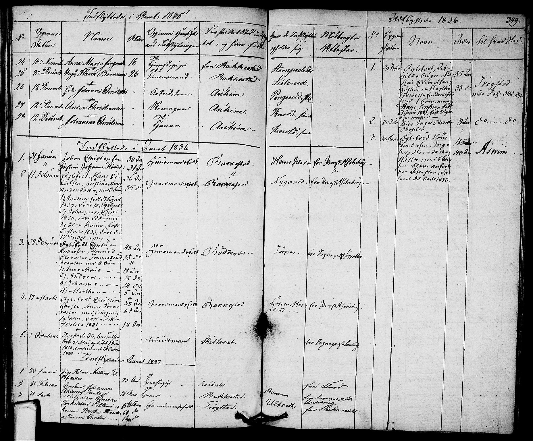 Eidsberg prestekontor Kirkebøker, SAO/A-10905/F/Fa/L0008: Parish register (official) no. I 8, 1832-1848, p. 349