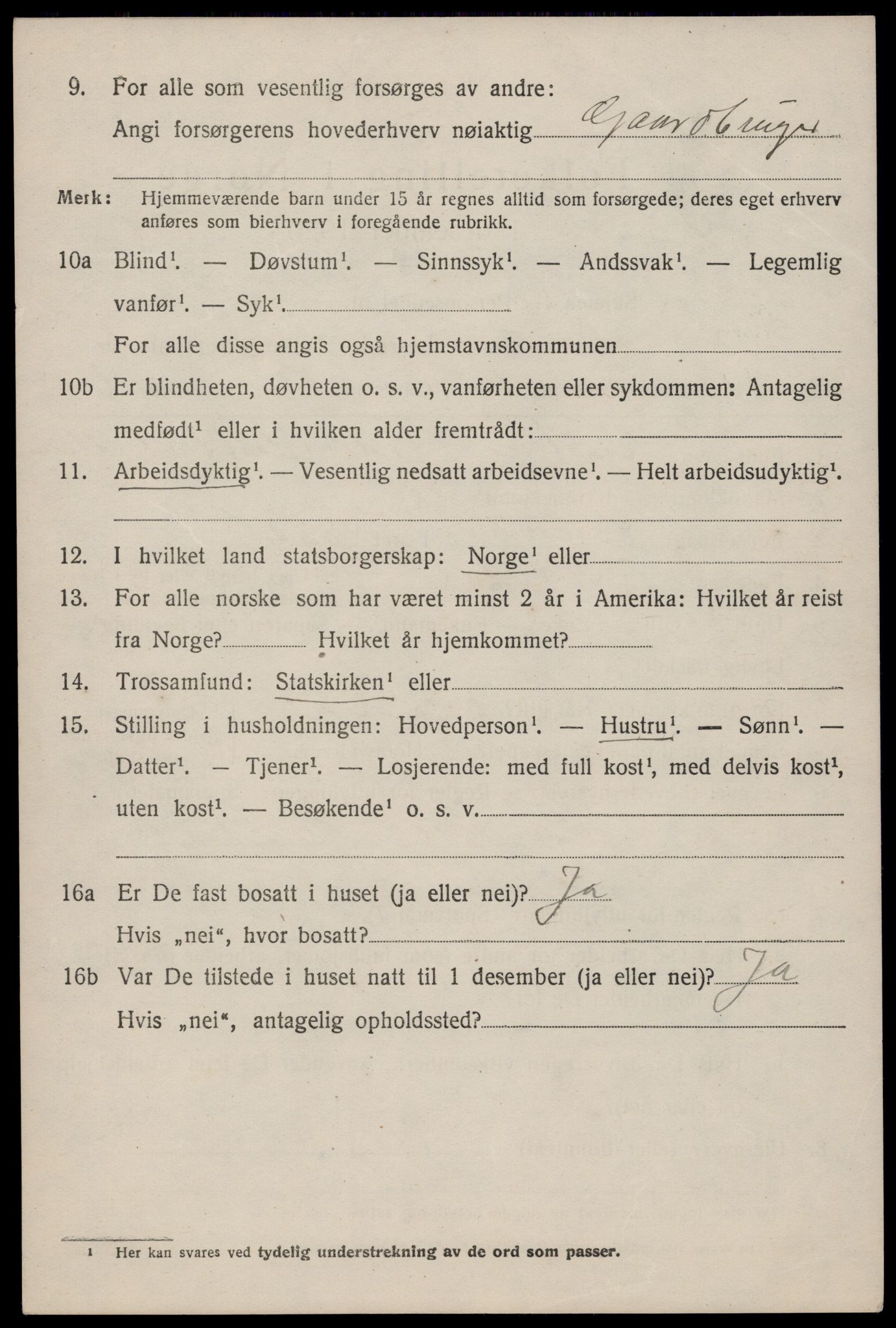 SAST, 1920 census for Årdal, 1920, p. 1477