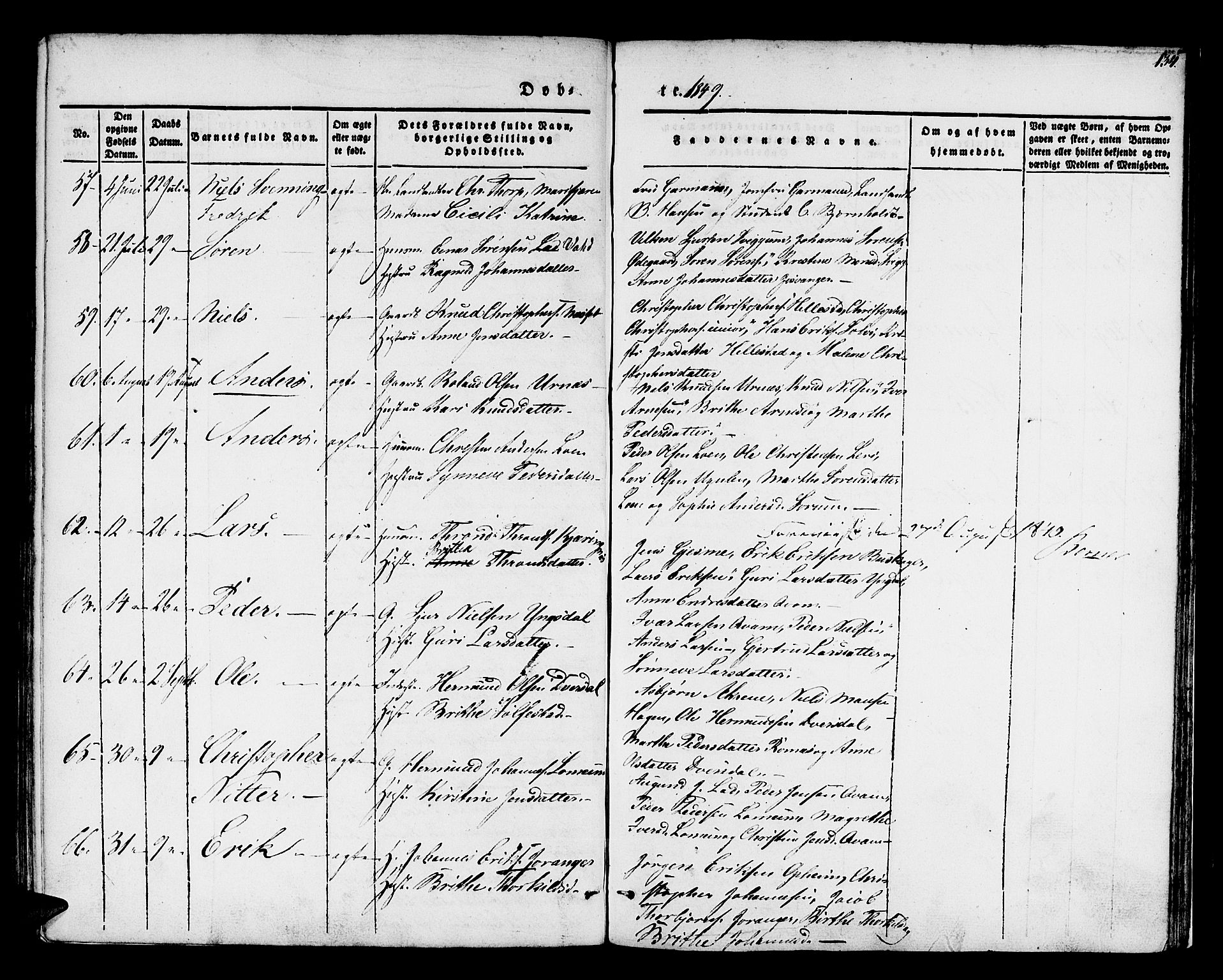 Hafslo sokneprestembete, SAB/A-80301/H/Haa/Haaa/L0005: Parish register (official) no. A 5, 1834-1852, p. 134