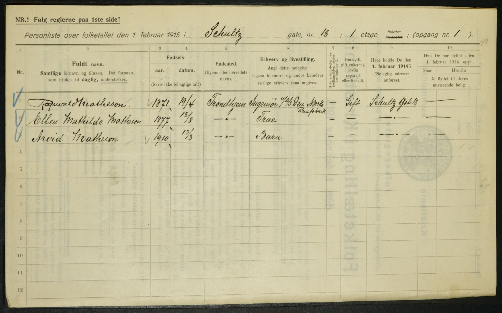 OBA, Municipal Census 1915 for Kristiania, 1915, p. 90447