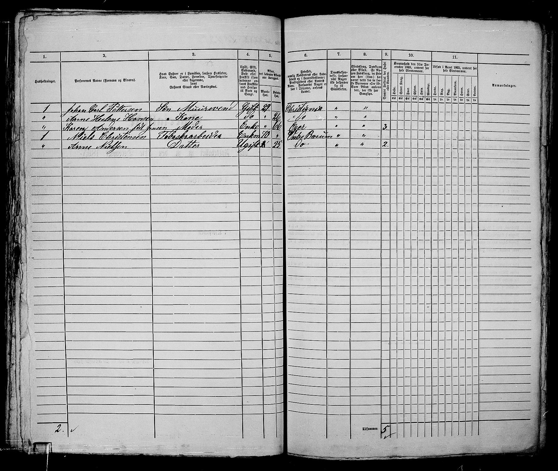 RA, 1865 census for Kristiania, 1865, p. 2363