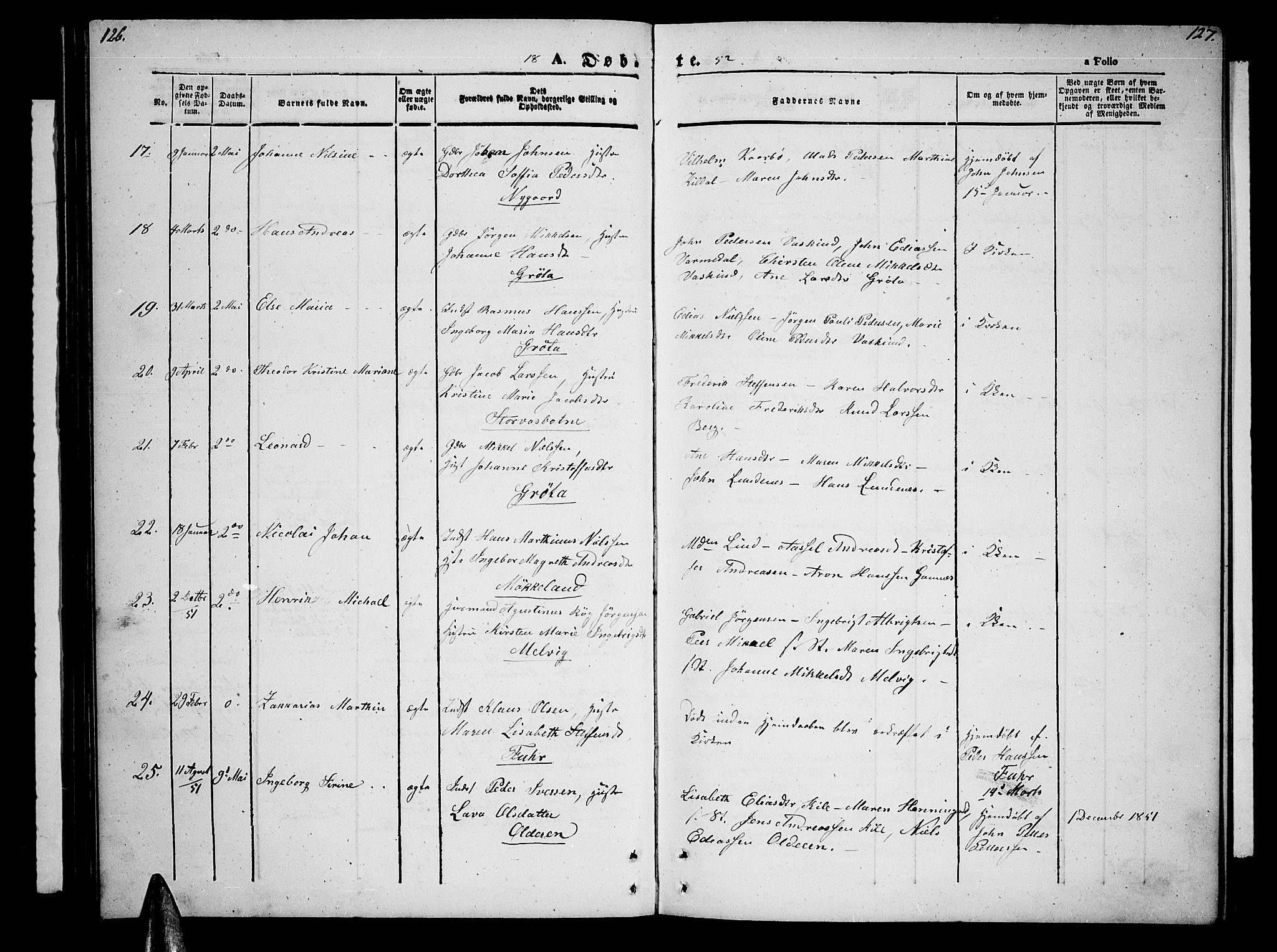 Trondenes sokneprestkontor, AV/SATØ-S-1319/H/Hb/L0006klokker: Parish register (copy) no. 6, 1845-1855, p. 126-127