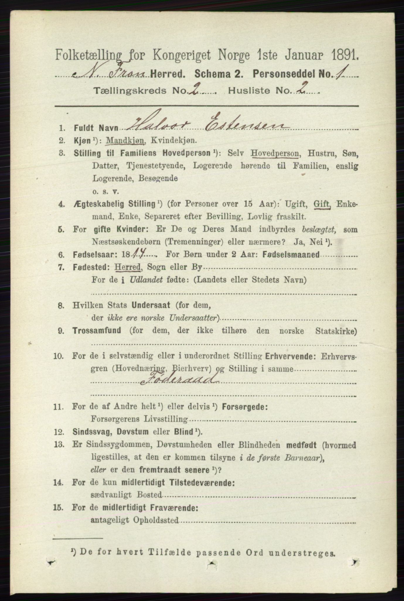 RA, 1891 census for 0518 Nord-Fron, 1891, p. 347