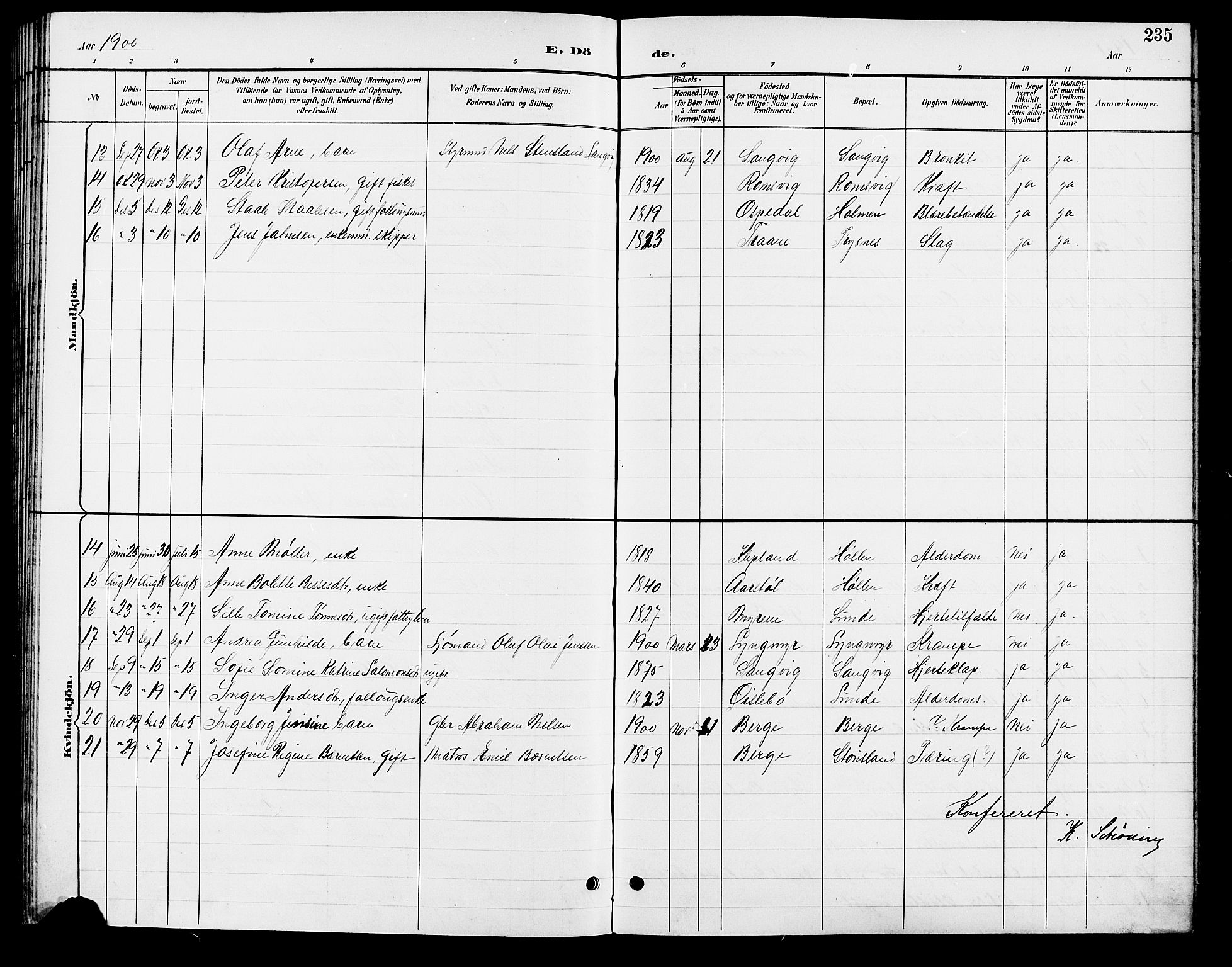 Søgne sokneprestkontor, AV/SAK-1111-0037/F/Fb/Fbb/L0006: Parish register (copy) no. B 6, 1892-1911, p. 235